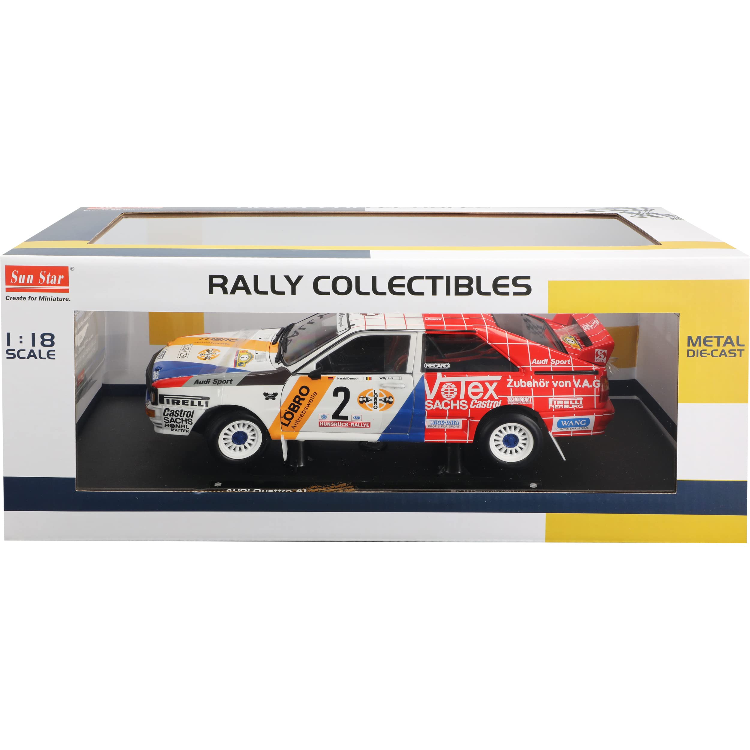 Generisch A*U*D*I Quattro A1 Demuth Lux Gewinner Rallye Hunsrück Deutschland 1984 1/18 Sun Star Modell Auto
