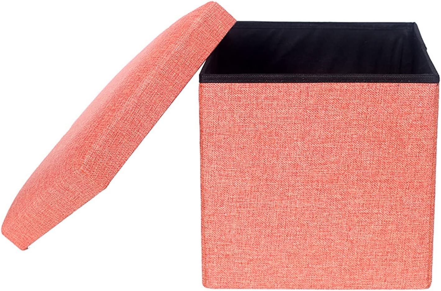 Storage Stool Folding Storage Ottoman,Changing Shoe Stool,Multipurpose Square Cotton Linen Rest Seat,Versatile Space-Saving Toy Storage Boxes for Living Room Front Door Entrance(Color:Green,Size:30*30