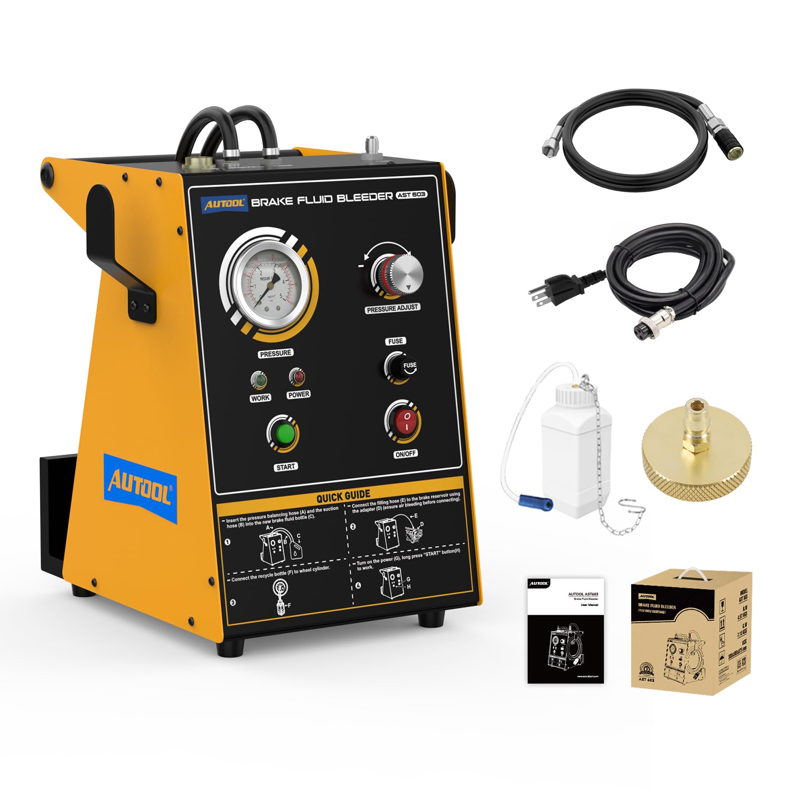 AUTOOL Brake Bleeder Kit Automotive, Brake Fluid Bleeder Kit, Brake Oil Fluid Extractor Pump, Vacuum Brake Oil Fluid Bleeding Tool, Automatic Brake Bleeder One Person