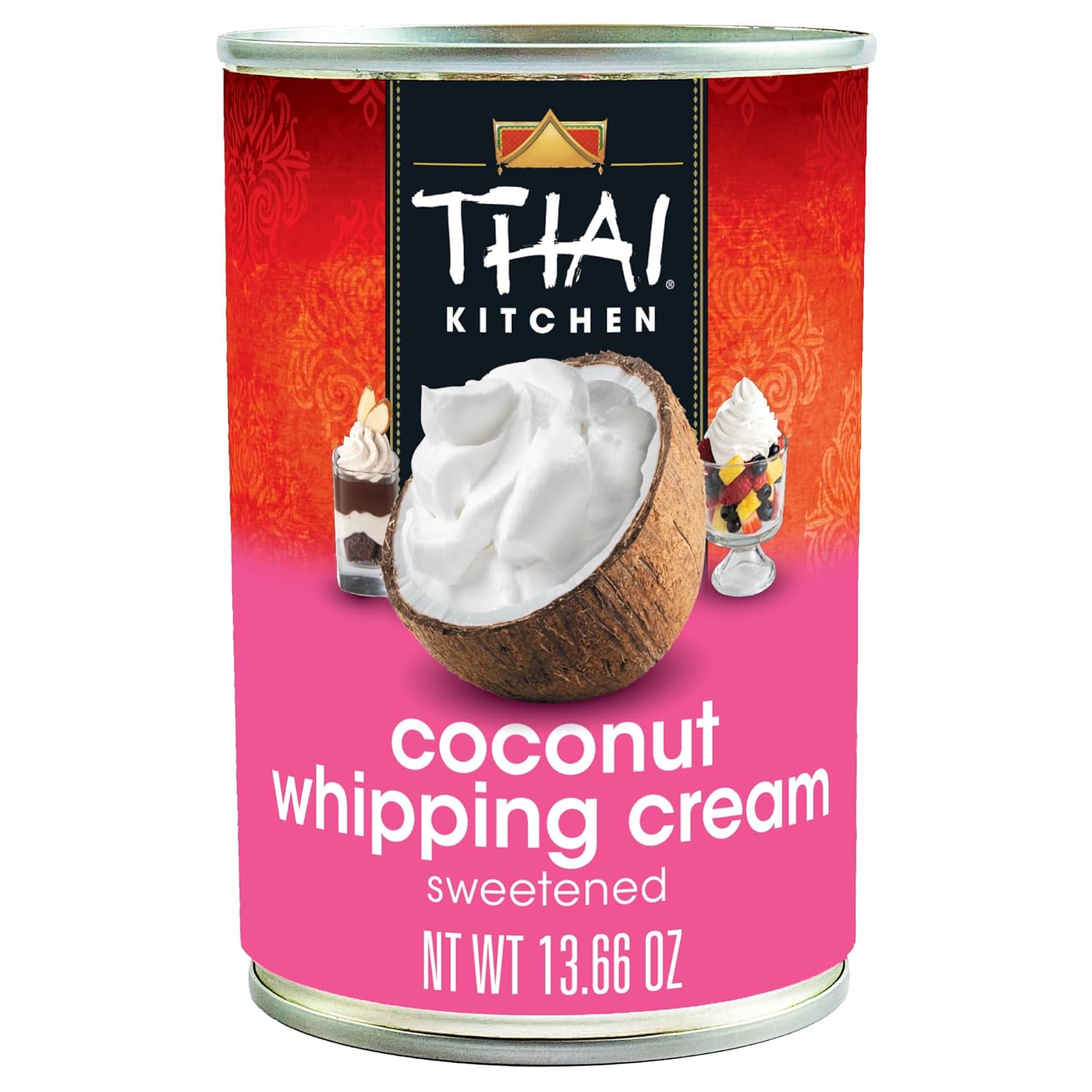 Thai Kitchen Coconut Whipping Cream, Sweetened, No Artificial Colors or Preservatives, Non-Dairy Alternative to Whipped Cream, For Dairy Free Desserts, 13.66 fl oz Thai Kitchen Coconut Whipping Cream, Sweetened, No Artificial Colors or Preservatives, Non-Dairy Alternative to Whipped Cream, For Dairy Free Desserts, 13.66 fl oz
