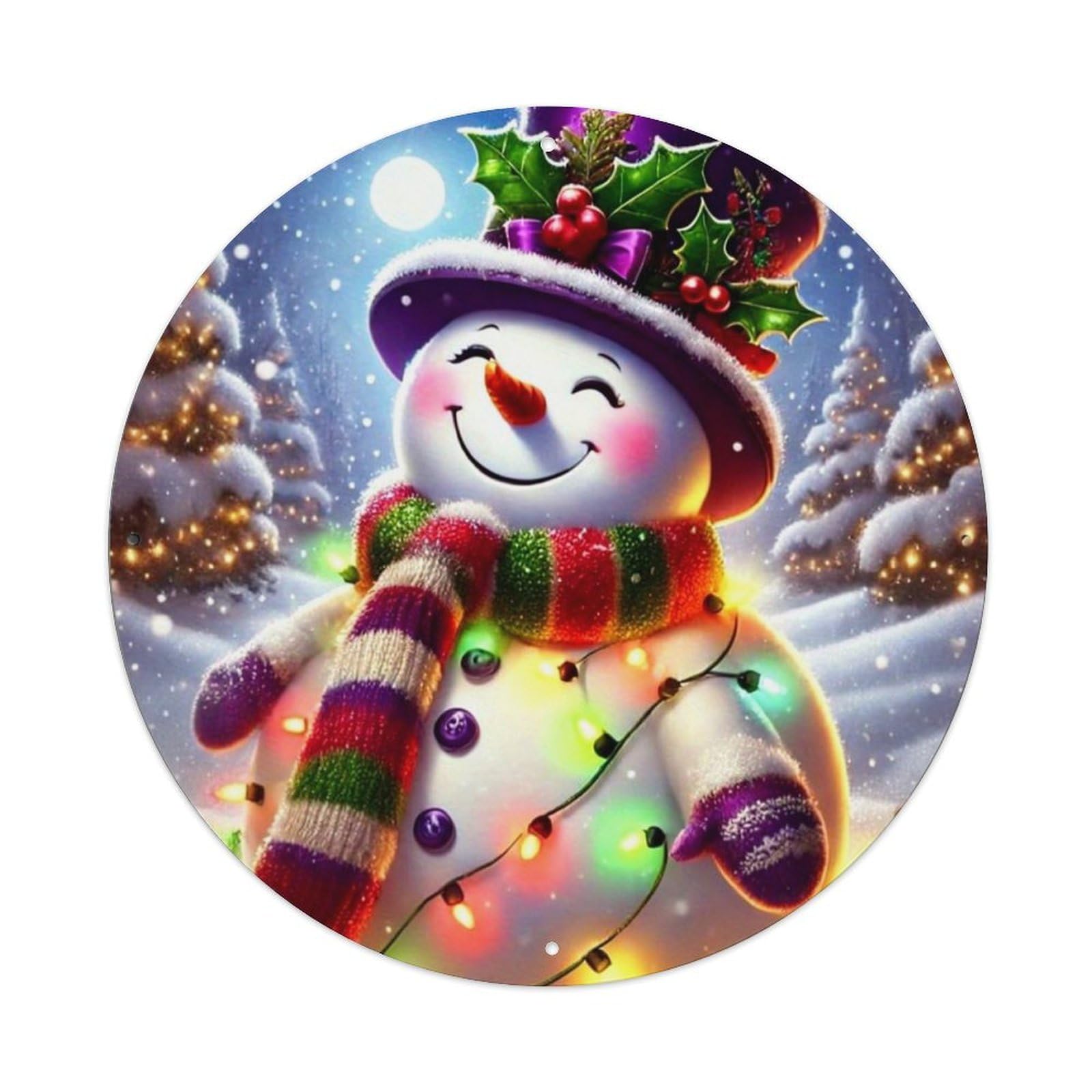 Jdyansheng Vintage Festive Snowman With Christmas Lights Tin Sign Metal Poster Metal Signs For Home Man Cave Bar Cafe Kitchen Laundry Room Wall Decorations 8X8 Inches
