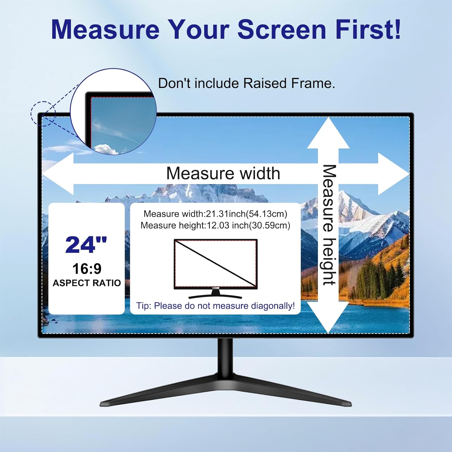 24 inch computer privacy screen filter, removable universal computer monitor privacy filters 16:9 aspect ratio (w*h:531mm*298mm), anti-spy anti-scratch anti-glare protector for widescreen monitors for laptop 24 inch 16:9-2pack