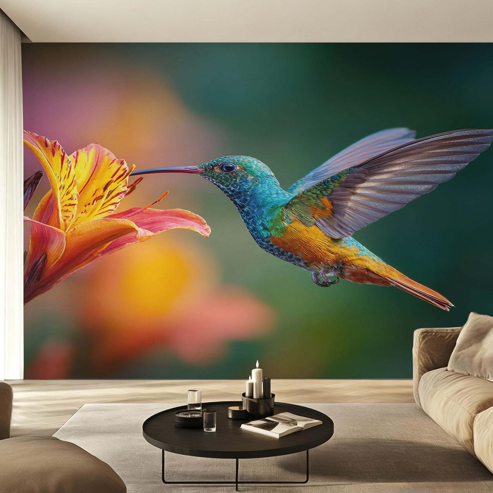 Papier Peint Colibri Panoramique Intissé Fresque Murale Salon Chambre 400x280cm