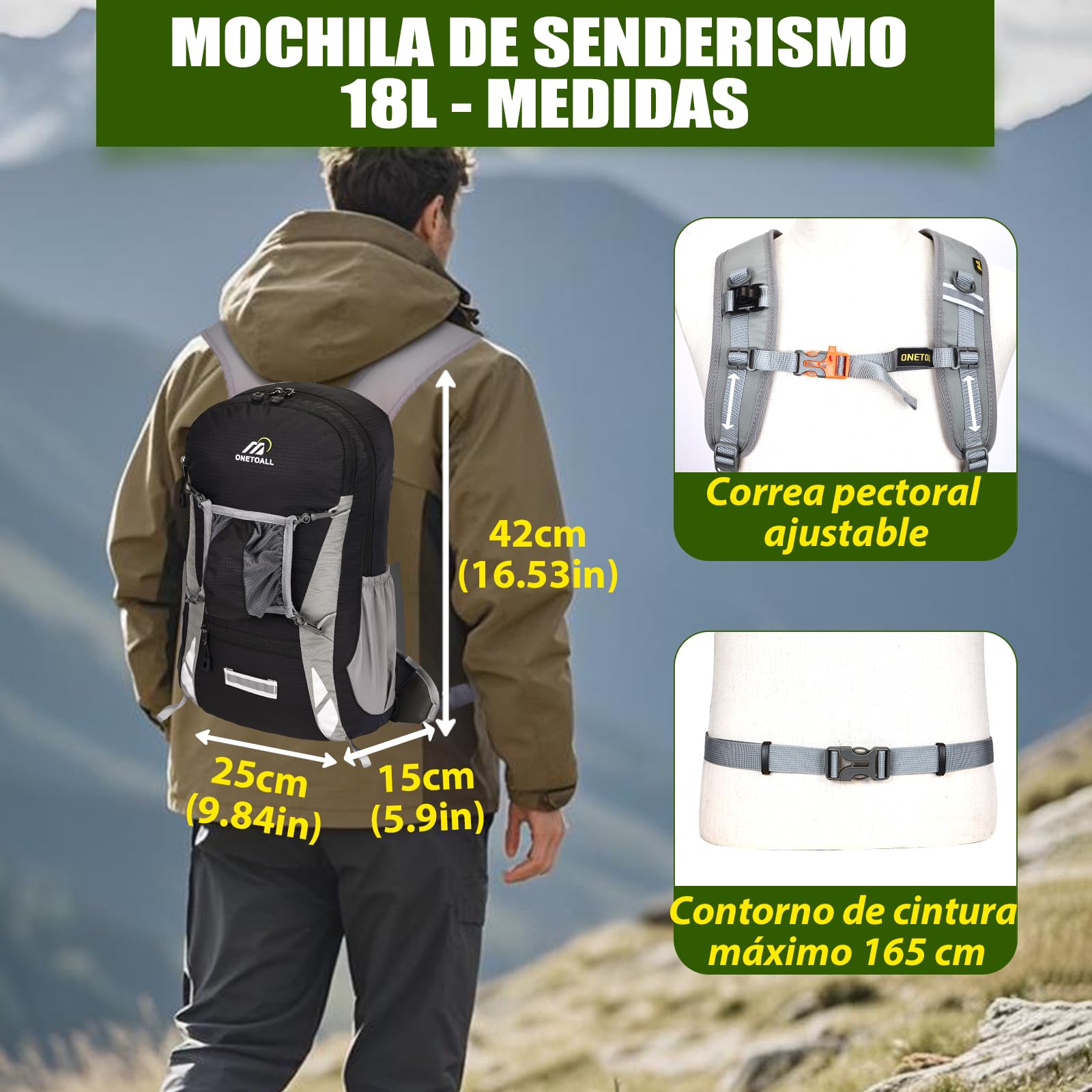 Local Lion Mochila de Ciclismo 20L/30L Montaña Senderismo Macutos Trekking Camping al Aire Libre Nylon con Cubierta de Lluvia para Hombres y Mujeres