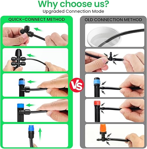 Miniatura 6 de MIXC Kit de sistema de riego por goteo de conexión rápida de 230 pies, sistema automático de riego de jardín con tubo de bloqueo rápido de 14 y 12