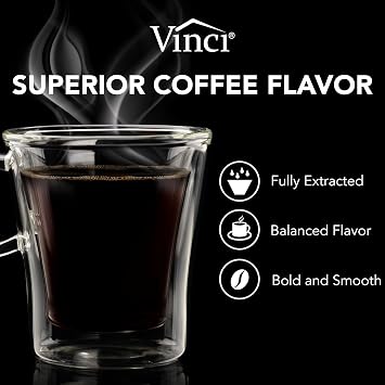 VINCI RDT Elite Spinning Sprayhead Coffee Maker | 12-Cup Programmable Coffee Brewer with Bloom Feature and Rotary Dispersion Technology | Black and Stainless Steel | Auto Shut-Off