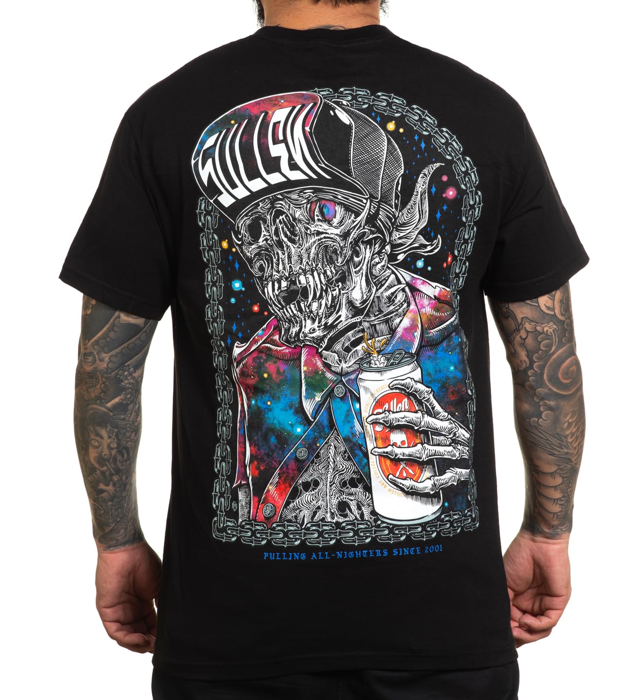 SullenSullen Men's All Nighter Beer Capsule Tattoo Lifestyle Graphic Art Standard Soft Short Sleeve Tee