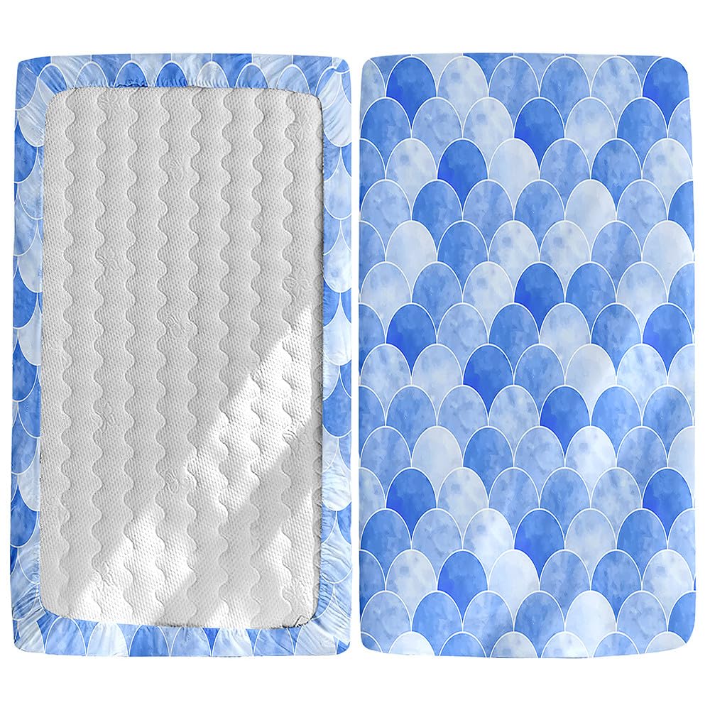 Morbuy Next to Me Crib Sheets, Soft Microfiber Moses Basket Sheets, Girl Cot Bed Sheets, Breathable Travel Cot Sheets Easy Care Toddler Bed Sheets (Blue,90x55cm) โ image 1