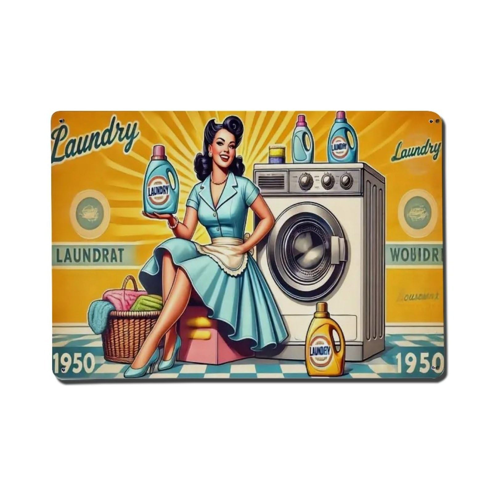 Gentinap Vintage Laundry Room 1 Tin Sign Metal Sign Home Bar Garden Wall Decor Metal Poster 8X8 Inch