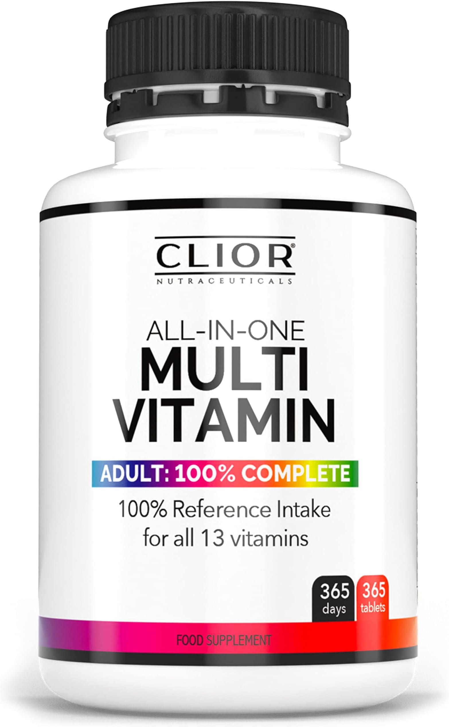 MultiVitamin x 365 (1 Year Supply) Includes 100% Vitamin D3 & Vitamin K2Tablets Plus 100% RDA Recommended UK/EU Adults Men & Women | Without Iron | Multi-Vitamins Supplement by Clior UK