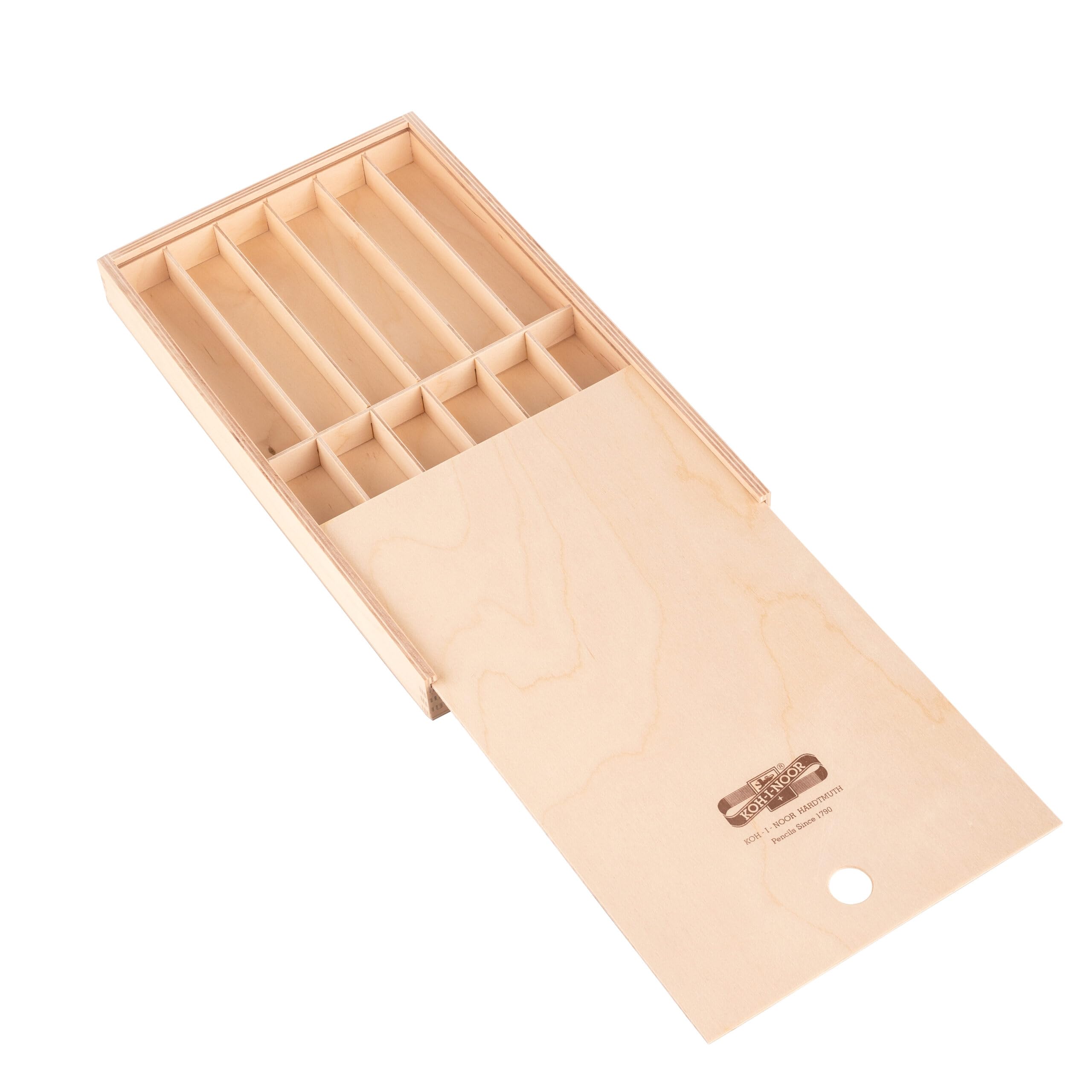 Holzbox KOH-I-NOOR Holzschiebebox für Stifte Pinsel Bleistifte etc. Stiftebox Aufbewahrungsbox Pinselbox Stifteköcher