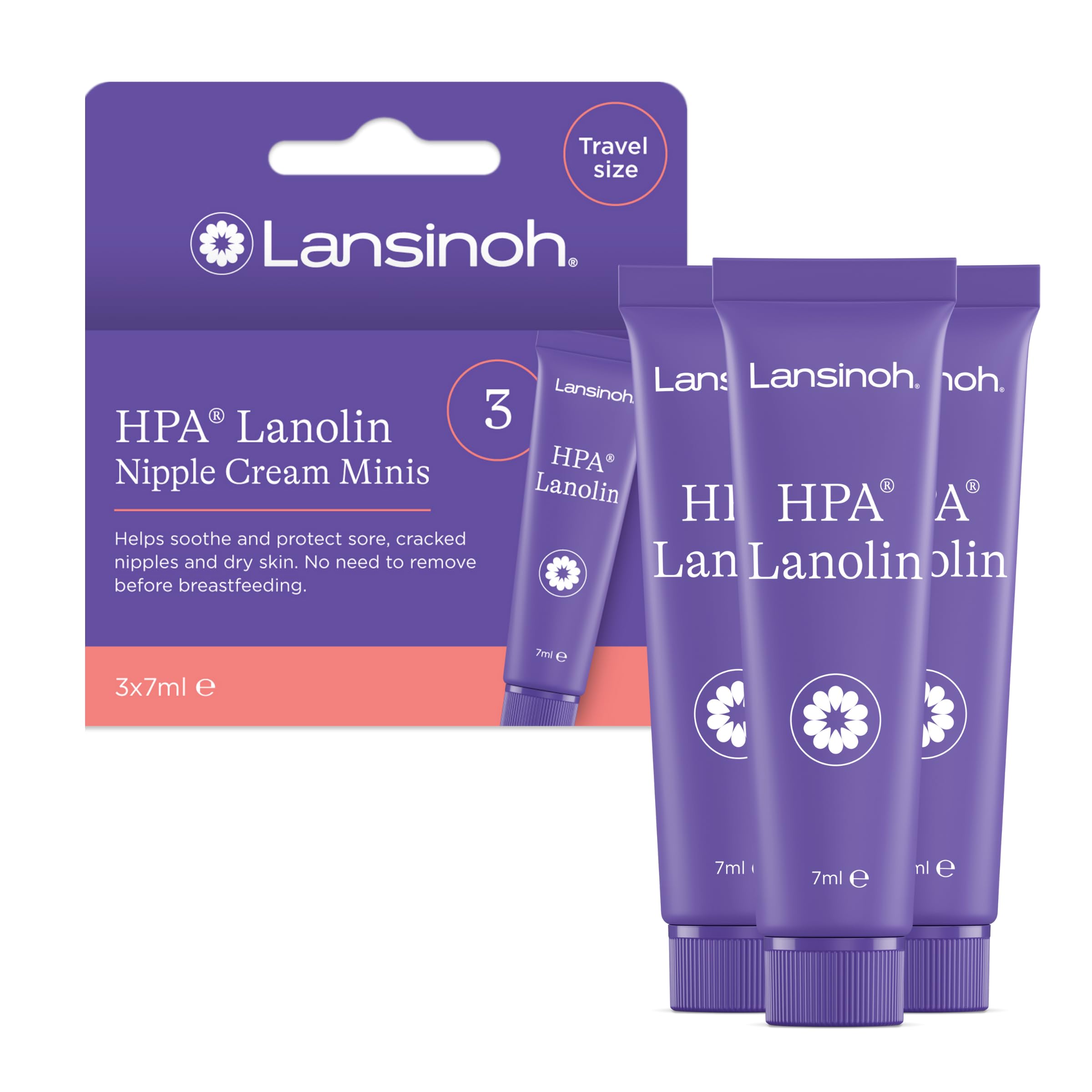 Lansinoh - Crema Per Capezzoli Alla Lanolina Hpa - 100% Naturale, Lenisce E Protegge I Capezzoli Screpolati E Doloranti Durante L'allattamento - 3 X 7 Ml-image