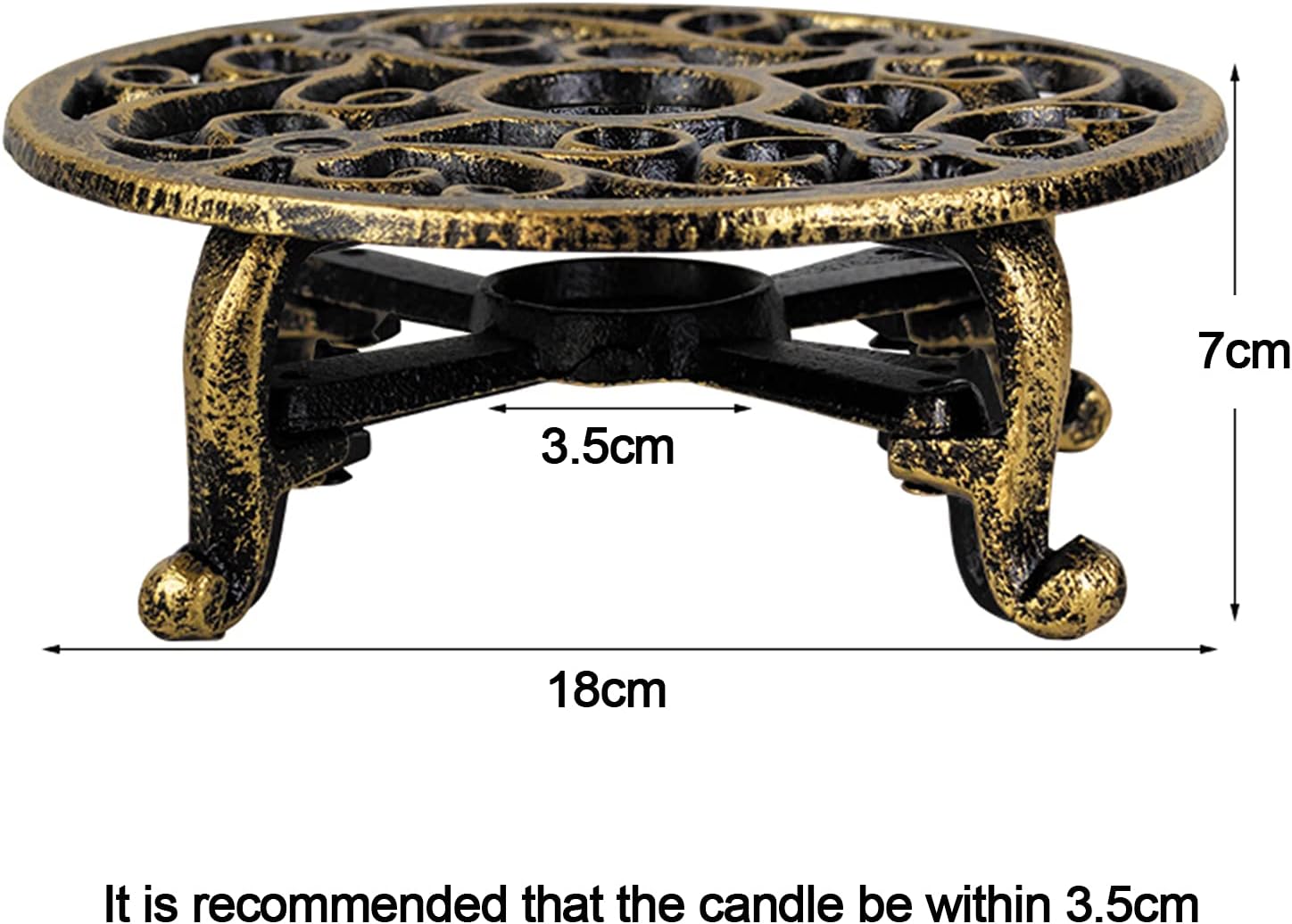 Warmer Teapot Heater for Tea Coffee, Heavy Duty Tealight Warmer Stand for Dishes, Kettles, Mugs or Pots-Bronze