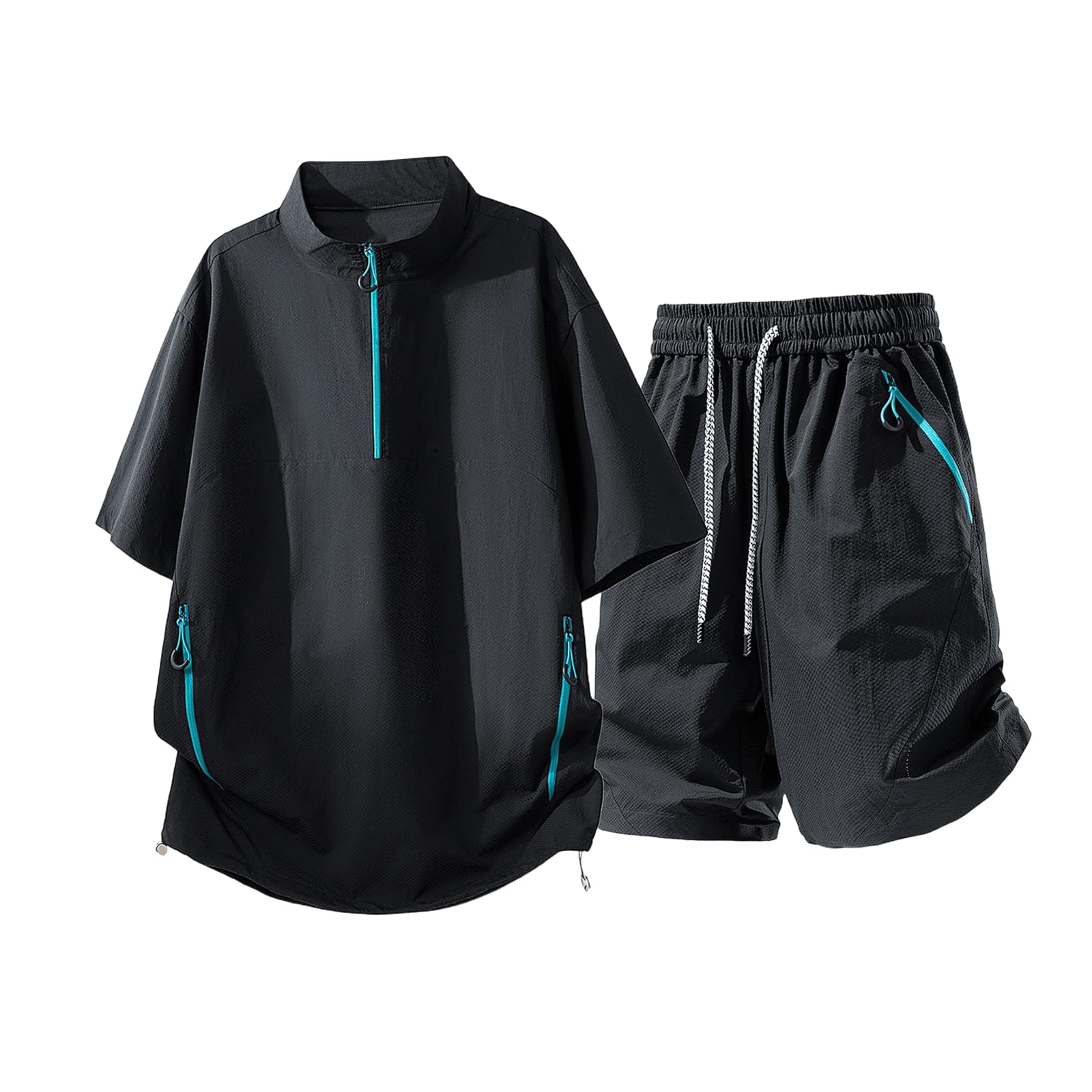 Pista Casual Seda Hielo Fino Secado Rápido Grande Alto Camiseta Shorts Verano-Grey-M