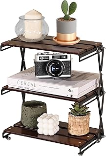 Desk Shelf Organizer 3 Tiers Wood Compact Desk Organizer Storage Rack Me...