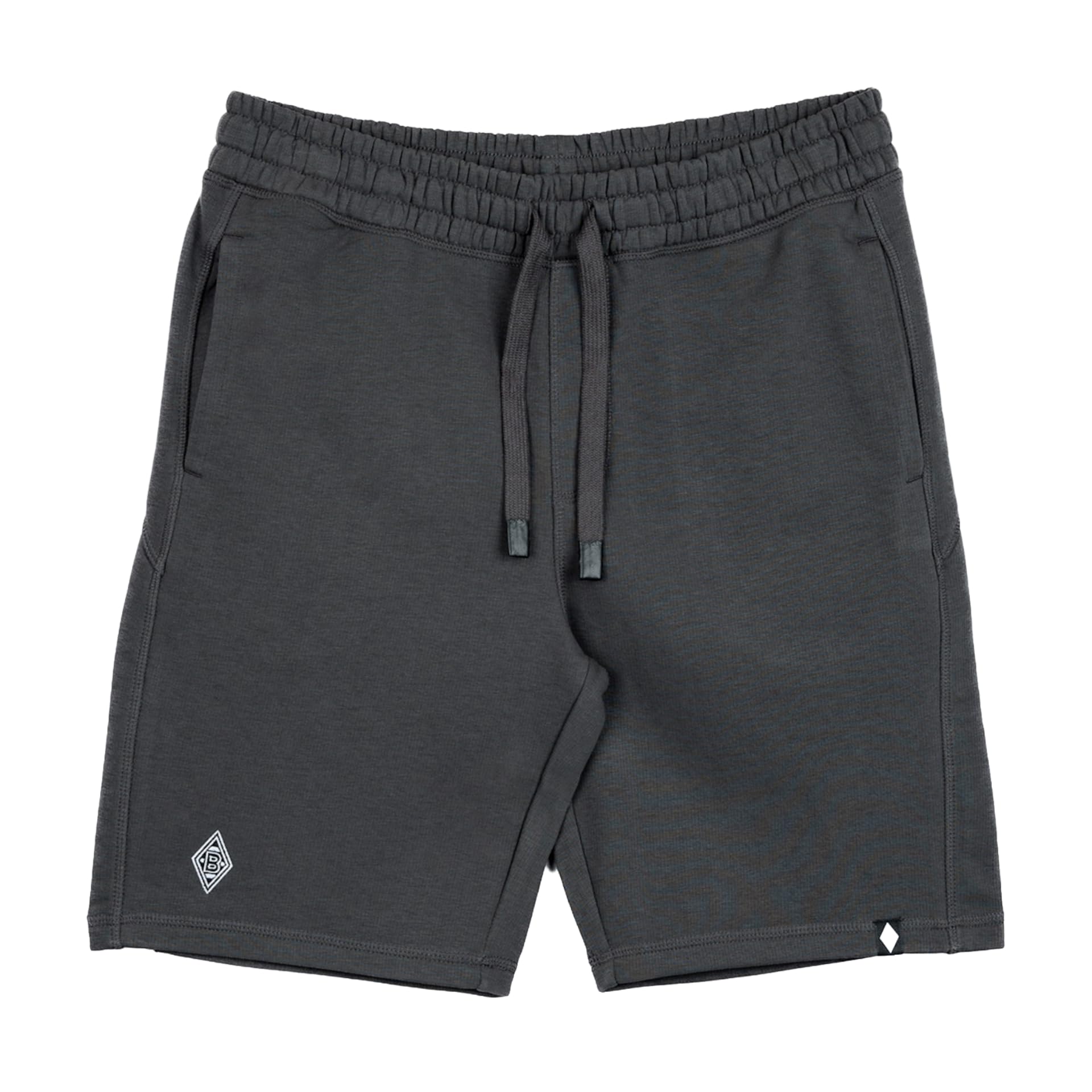 Borussia Mönchengladbach Sweatshort Emblem Dark Grey | Offizieller Fanartikel Fohlenshop | Freizeitshorts mit gestickter Raute
