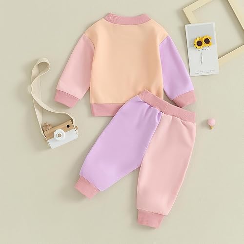 Miniatura 4 de Nie Cuimeiwan Conjunto de ropa de otoño para bebé, niño, niña, ropa de otoño, color de contraste, cálido, para mamá, niño, sudadera y pantalones