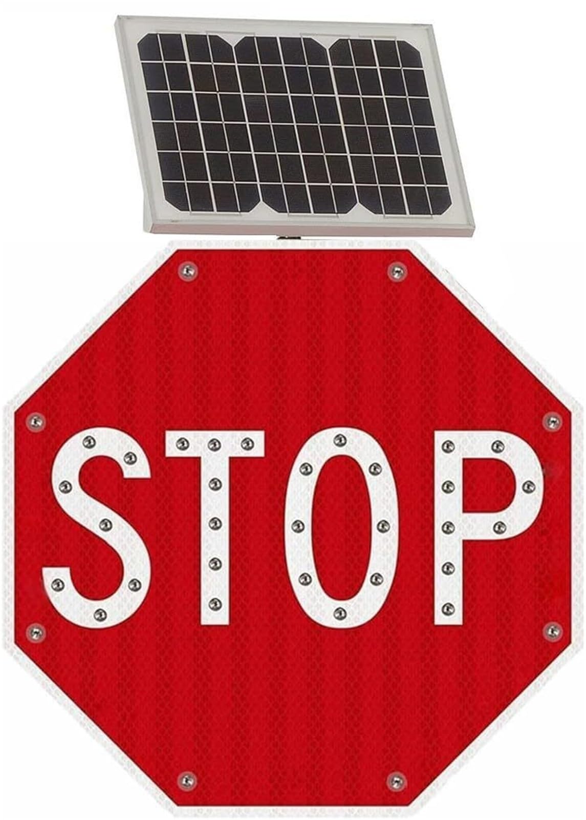24-calowy znak ostrzegawczy LED z migającym światłem STOP, aluminiowy, ośmiokątny, o jakości inżynieryjnej, z odblaskowymi diodami LED(Flashing)