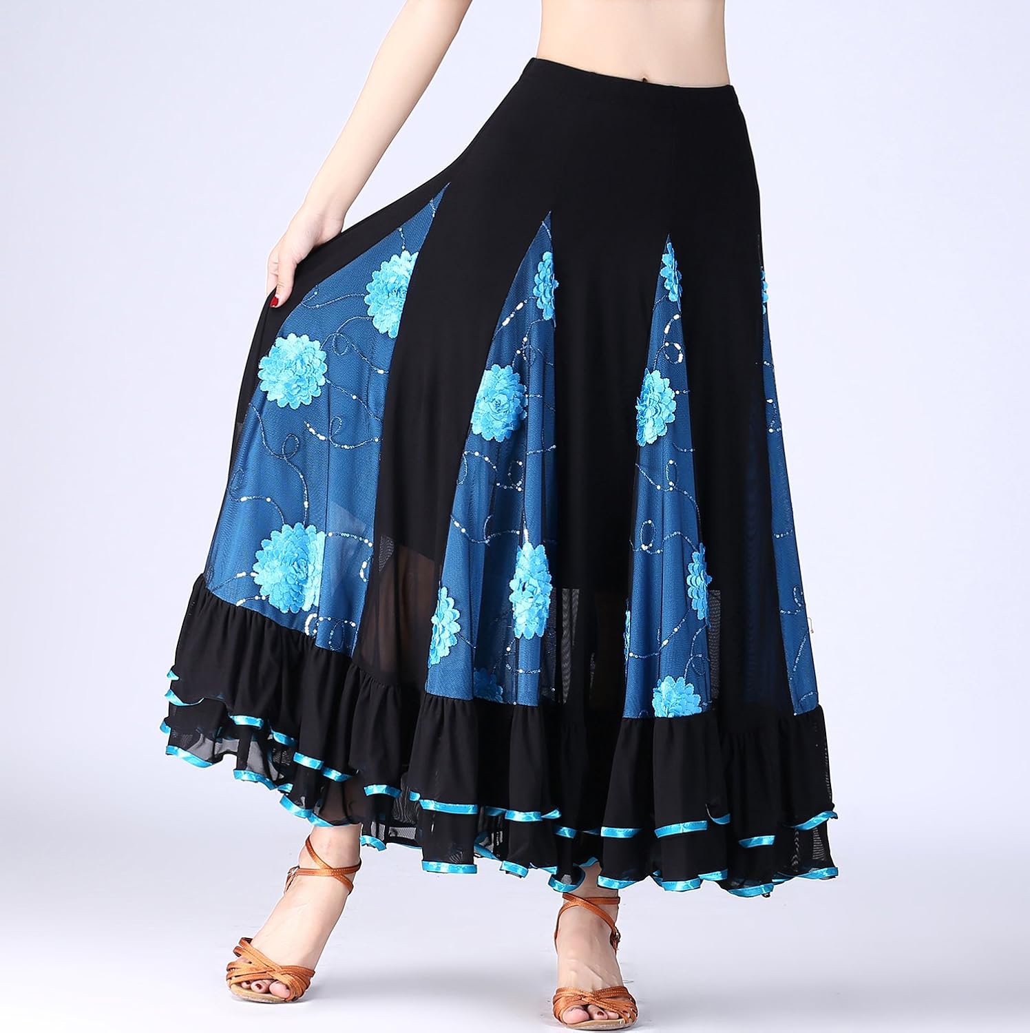 Long Modern Ballroom Standard Waltz Dance Practise Wear Skirts Costumes