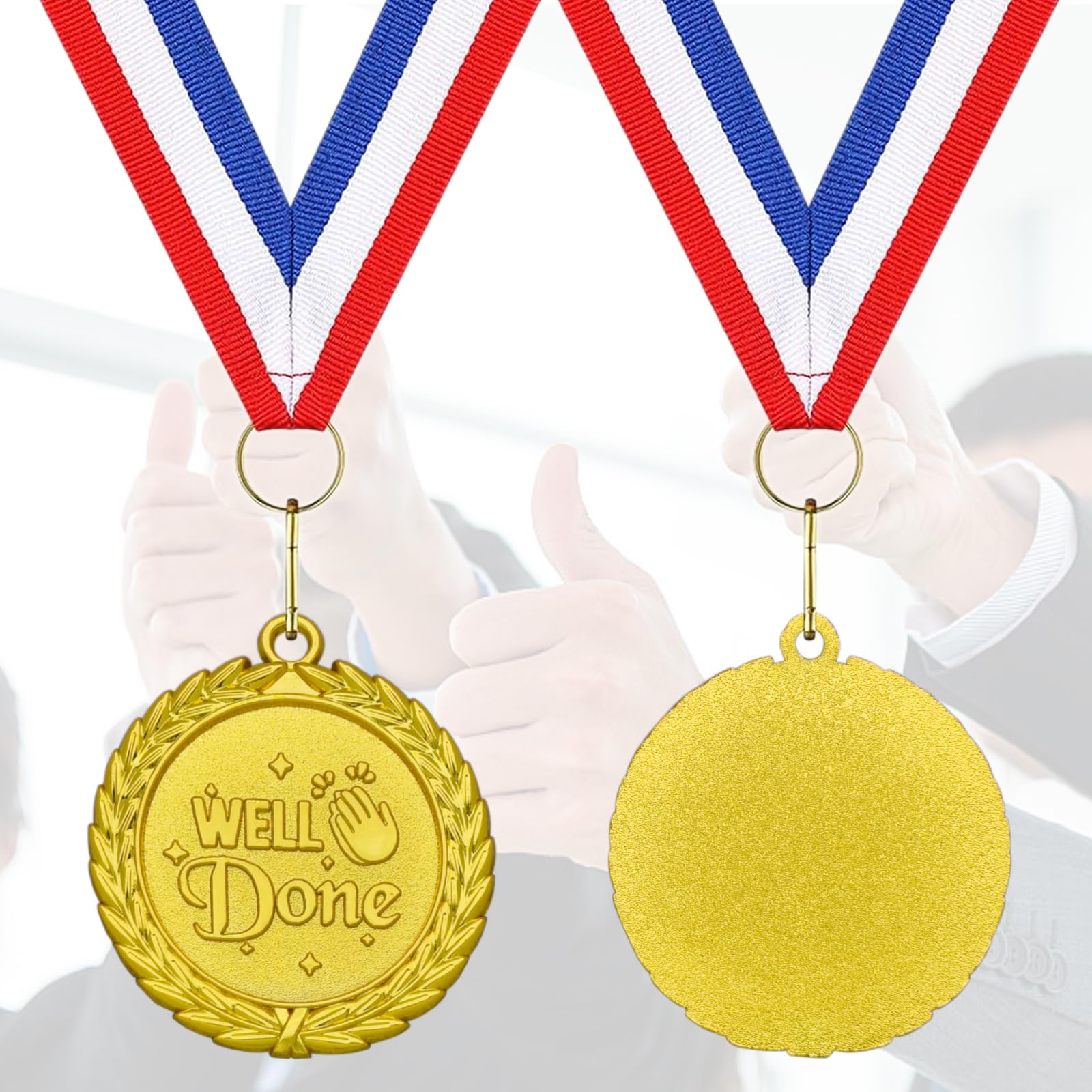 Medallas de metal dorado con collar de cinta para premios deportivos