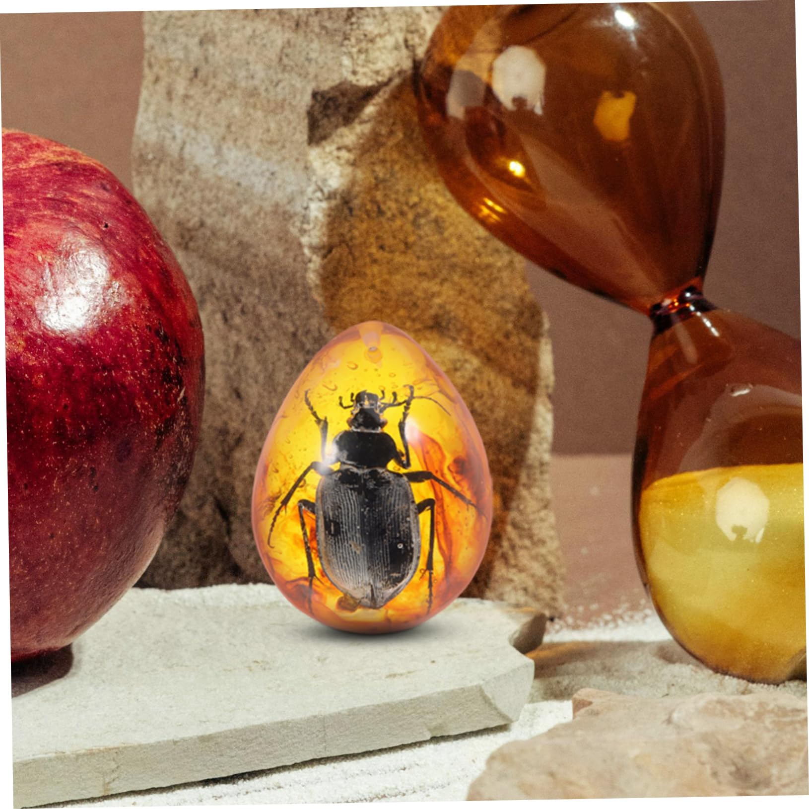 ibasenice Amber Beeswax Specimen Amber with Insect Amber Stone Beetle Insectspecimen Insect Amber Insect Samples Stones Desktop Amber Ornament Amber Insect Amber Paper Weight Crafts Resin