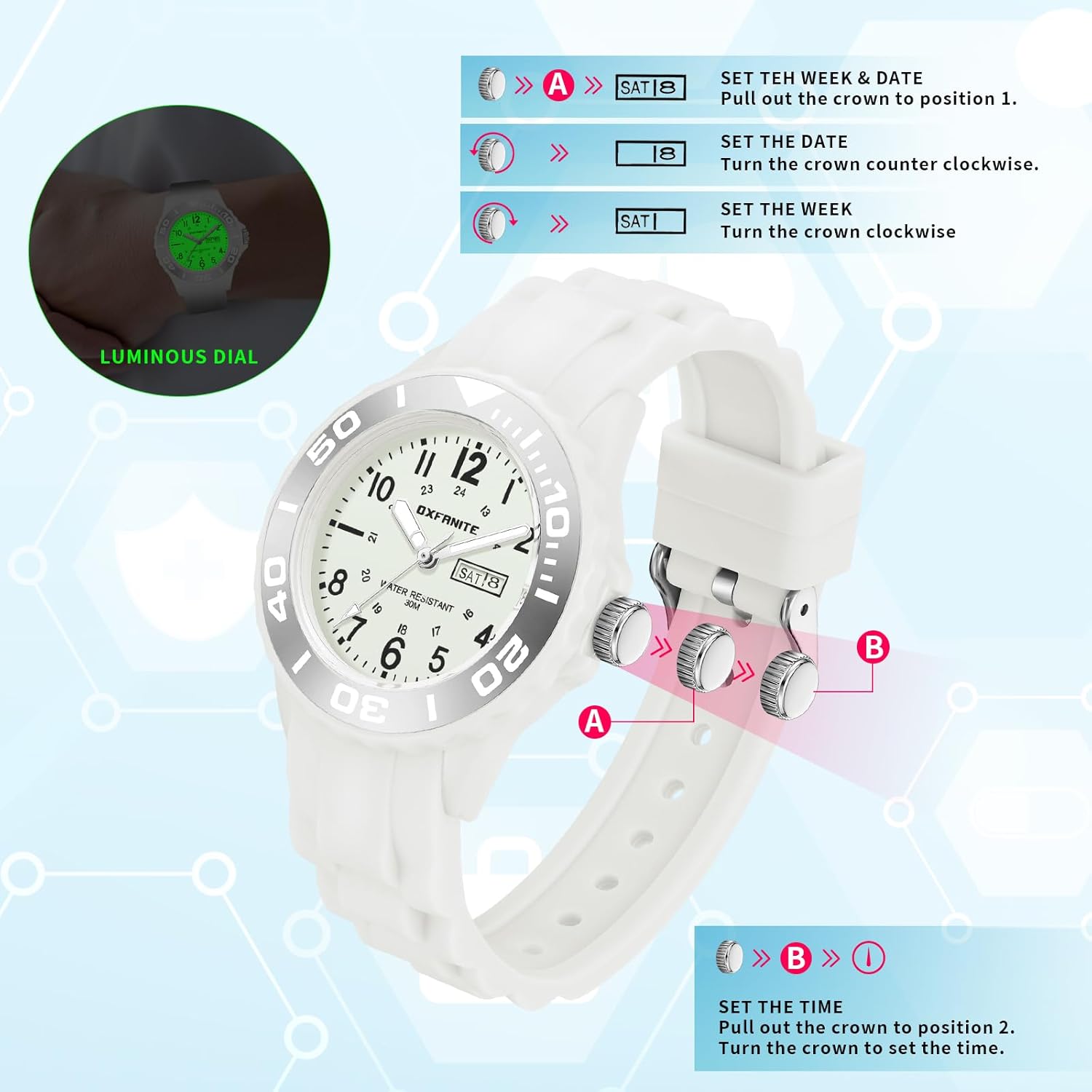 Waterproof Nurse Watch for Medical Professionals,Students, Women Men, Military Time Easy to Read Dial, 24 Hour with Second Hand, Soft and Breathable Silicone Band - Image 5