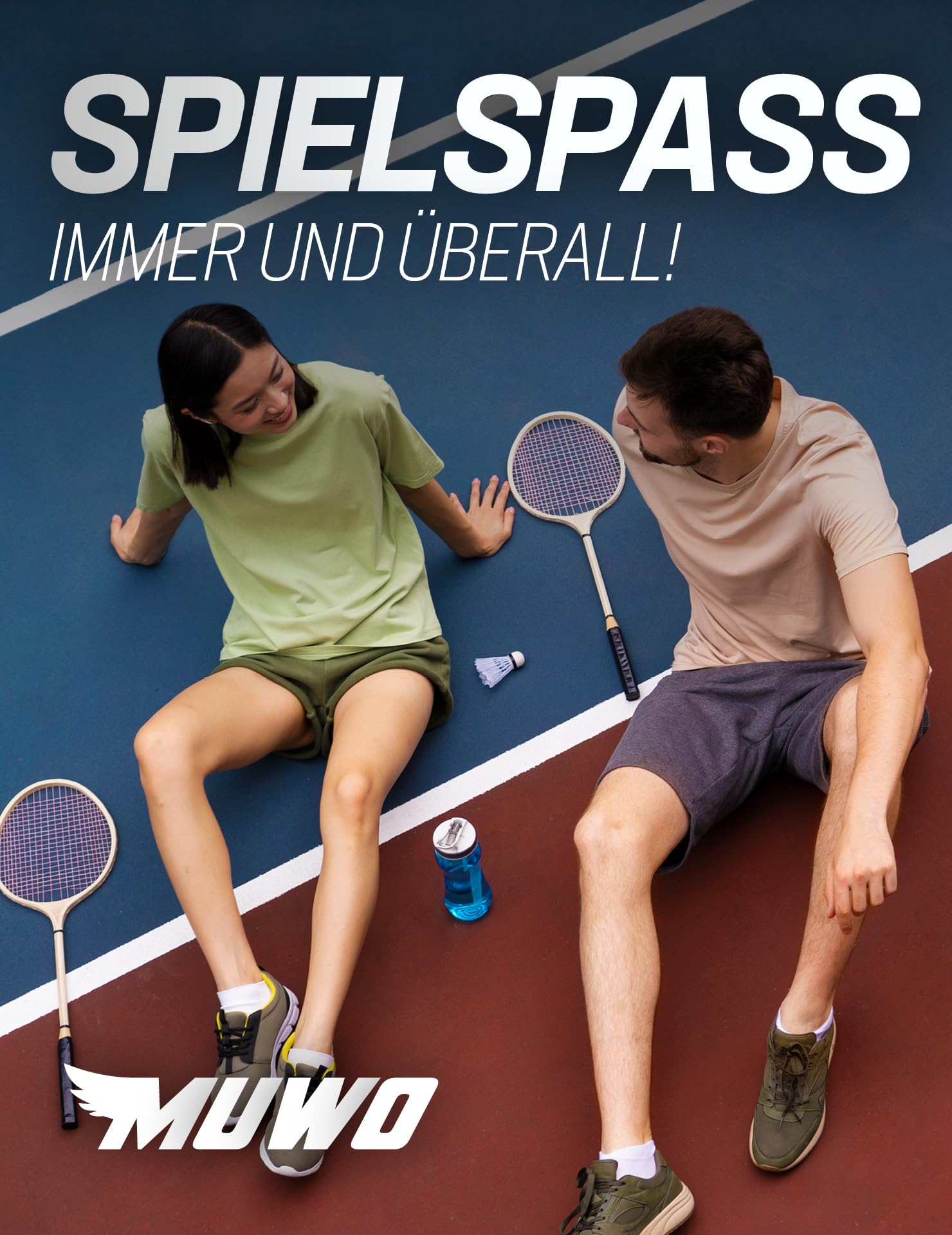 MUWO Swip - Rete da badminton regolabile in altezza, 4,1 m x 1,5 m, in nylon resistente agli strappi per interni ed esterni, montaggio rapido, con custodia per il trasporto, tubi di supporto stabili