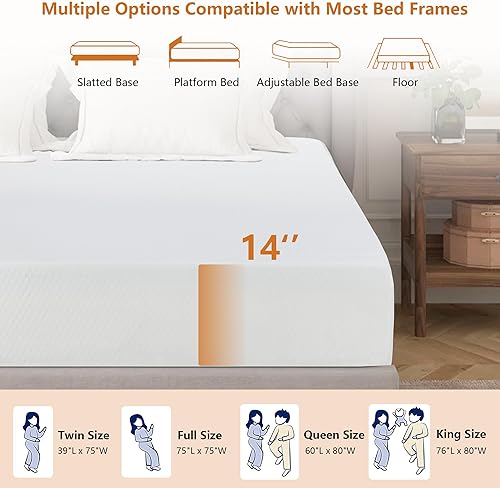 Miniatura 42 de CertiPUR-US - Colchón individual de espuma viscoelástica de gel de 5 pulgadas en una caja, colchón de cama cómodo transpirable de resorte de firmeza