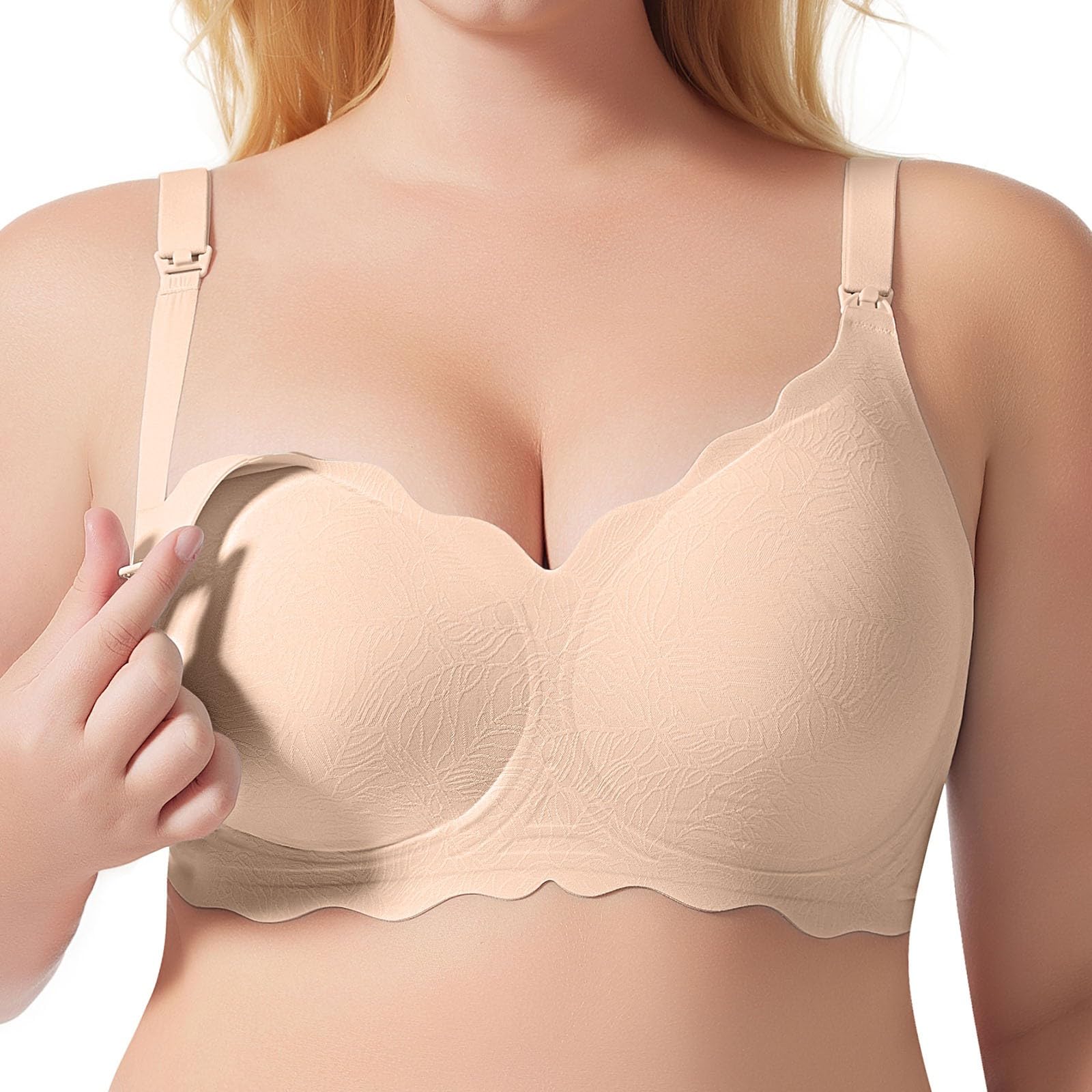 Tracolla Leggera E Sottile Regolabile for Donna Reggiseno Allattamento Premaman Cadente, Beige, M