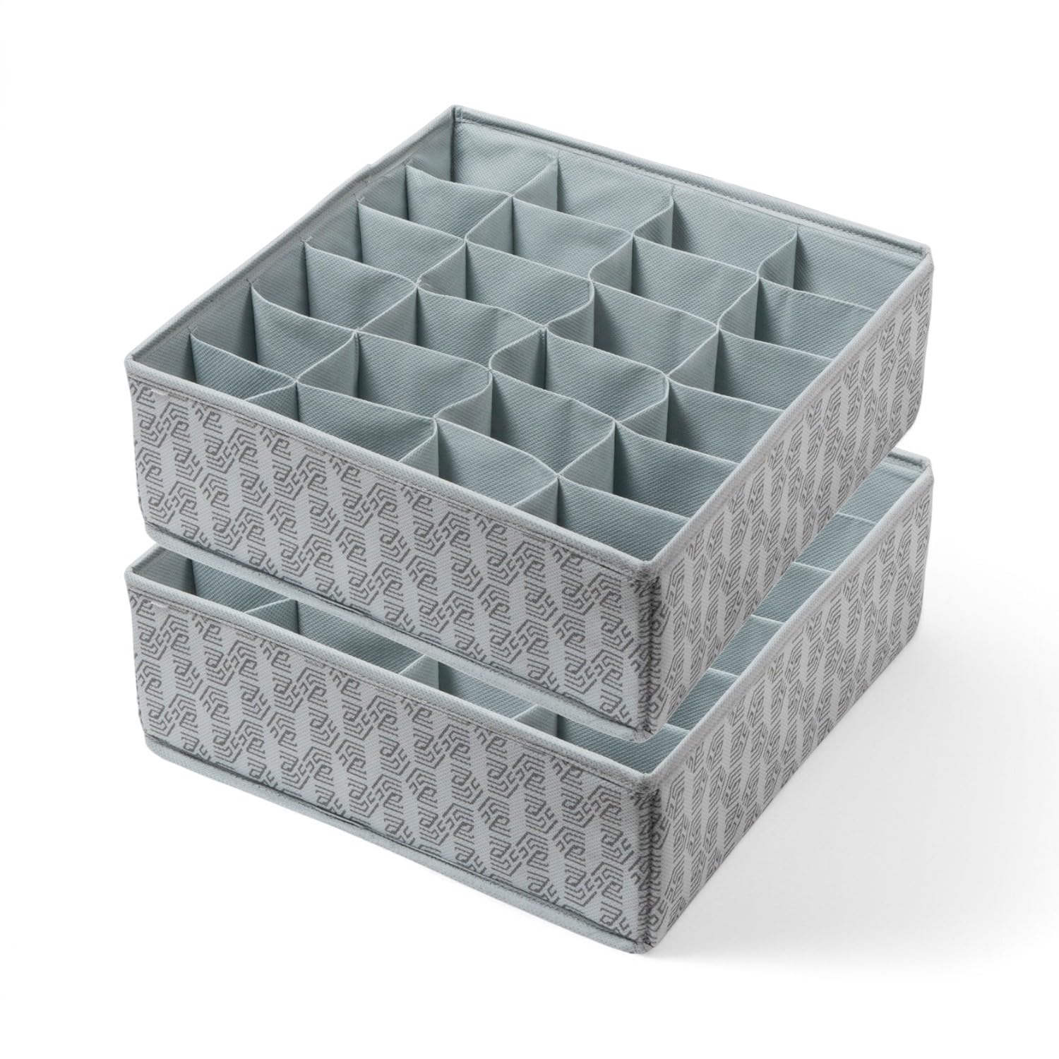 HomeStrap Non-Woven 24 Compartment Socks Organizer | Foldable Drawer Divider for Cupboard | Spacious & Multipurpose Storage for Socks, Ties & Innerwear | Space-Saving Storage Organizer| Set of 2-Grey
