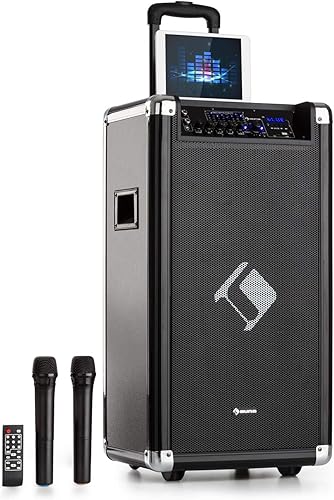 auna Moving 120 PA-Anlage a 20 cm Woofer a Nennleistung a 200 max
Spitzenleistung a XMR-Bass-Technology a VHF-Mikro a USB a a Bluetooth a
AUX a mobil a integrierter Akku a schwarz : PA- und Buhnentechnik
