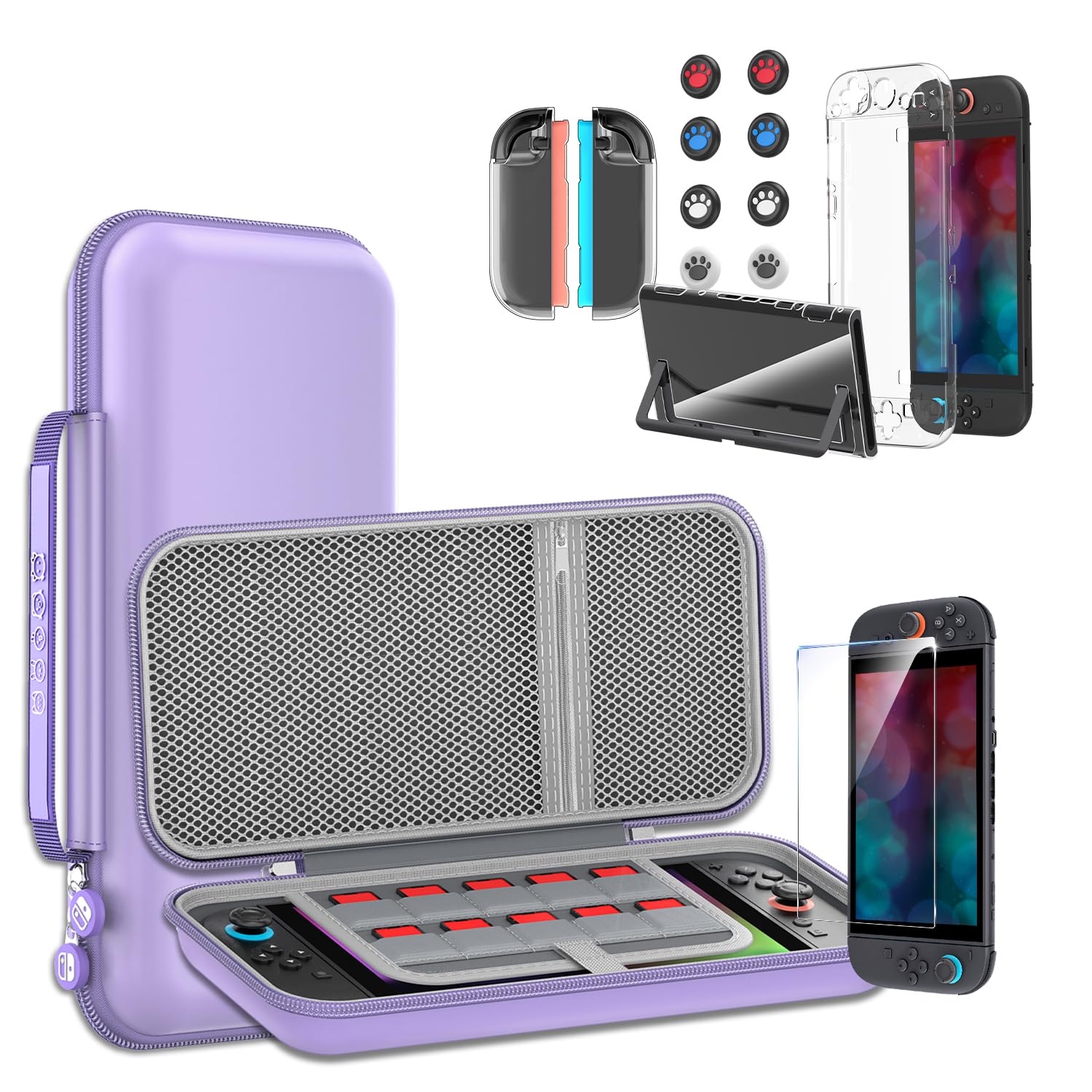 Sungale Nintendo Switch 2 Case Kit Screen Protector PC TPU Cover 10 Card Slots
