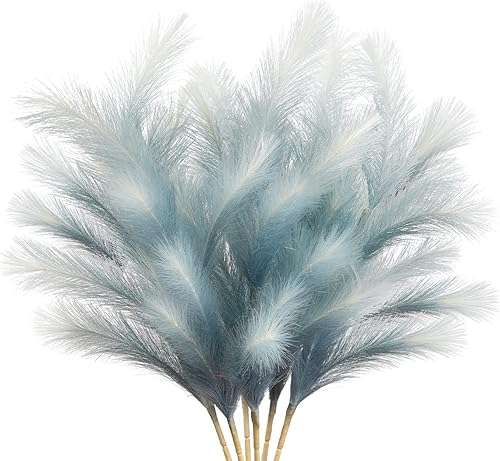 KALYLOC 6 piezas de hierba de pampa sintética colorida, ramas de toro artificial esponjosas, decoración bohemia, relleno de hierba de pampa alta,