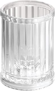 Best iDesign Alston Plastic Tumbler Cup, Holder for Makeup Brushes, Toothbrushes, Glasses, Brushes on Bathroom, Vanity Countertops, College Dorm, Bedroom Desks, 2.8" x 2.8" x 3.9" - Clear Review 