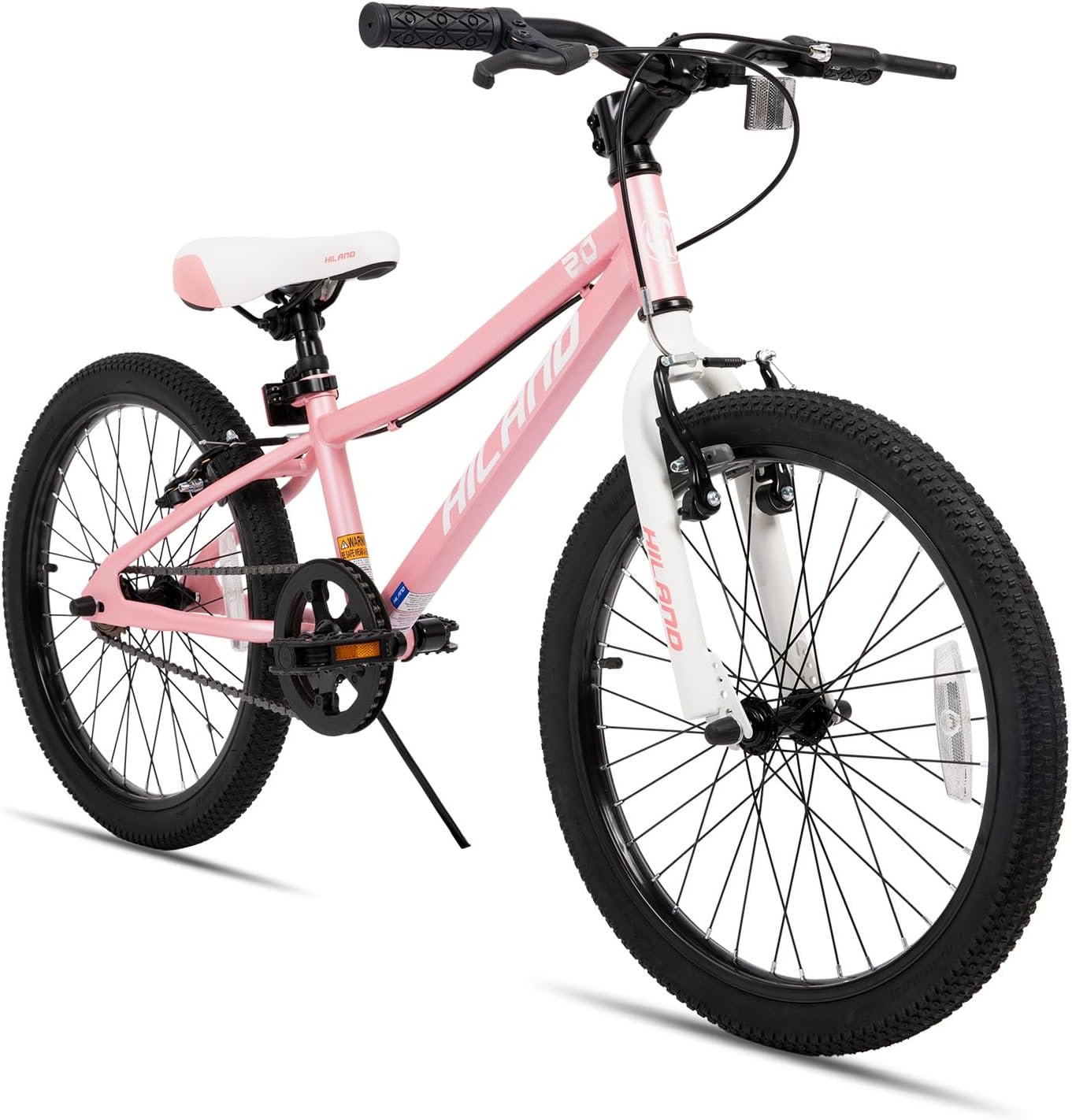 Hiland 20 Inch Kids Mountain Bike for Boys, Girls, Single Speed Kids Bicycles with Dual Handbrakes and Kickstand, Multiple Colors pink 20 Inch-Wheels with 1-Speed