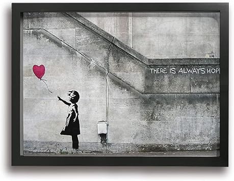 Amazon Hah キャンバス アートボード アートフレーム インテリア絵画 おしゃれ モダン フレーム 部屋飾り 絵画 壁掛け アートストリート バンクシー ポスター 風船 少女 1 ウォールステッカー オンライン通販
