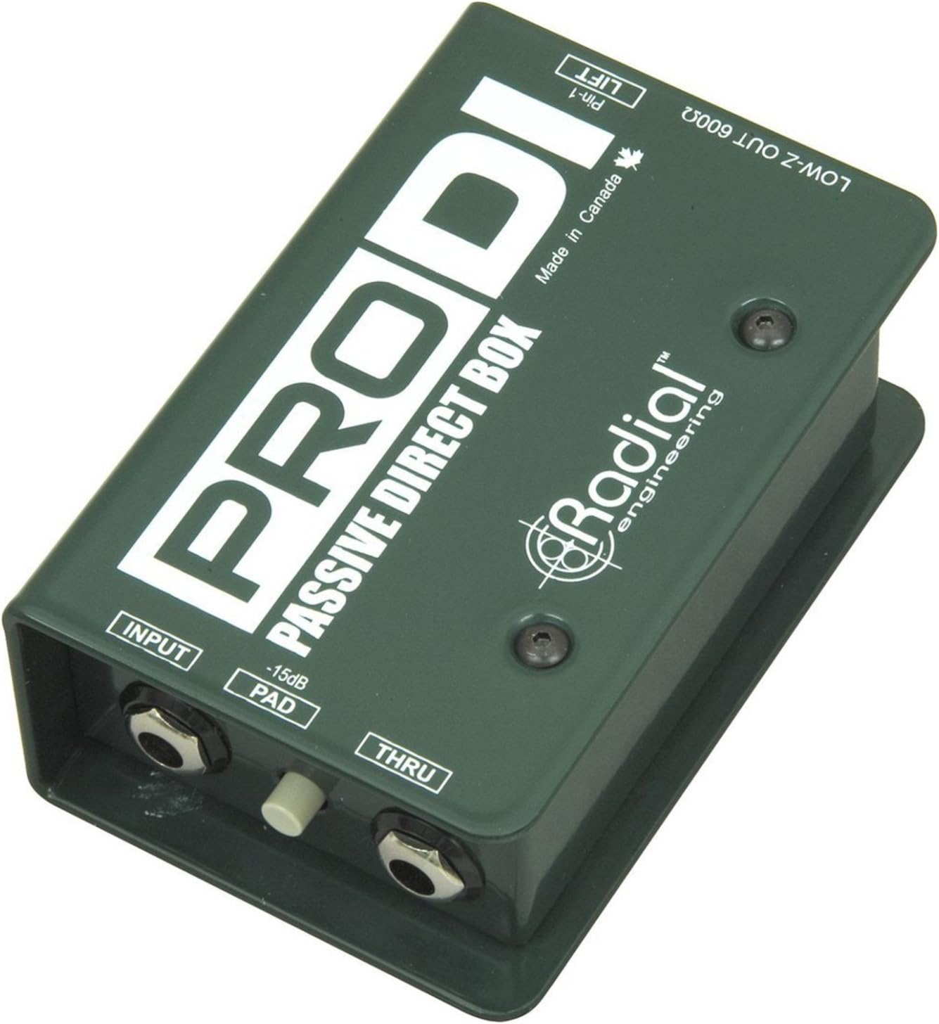 Radial ProDI 1 Channel Passive Instrument Mono Direct Box with Custom Transformer with Microphone Cable