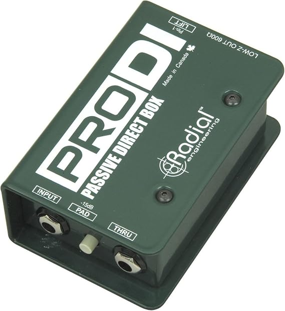 Radial ProDI 1 Channel Passive Instrument Mono Direct Box with Custom Transformer with Microphone Cable