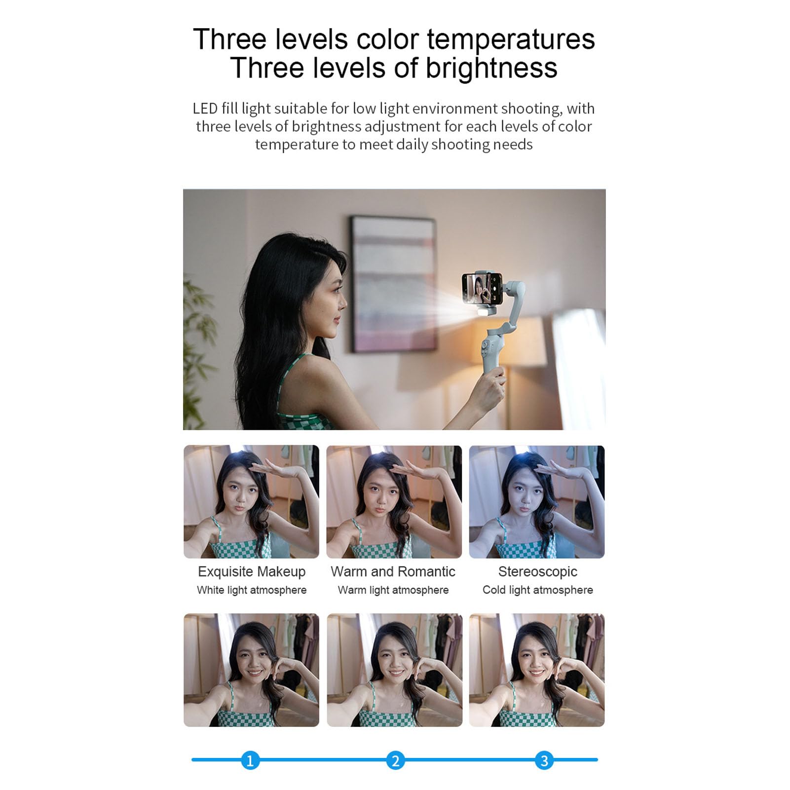 Kit Stabilizzatore Smartphone Registrazione Video Regolabile Pieghevole per Creatori di Contenuti ABS Materiale 280g Carico