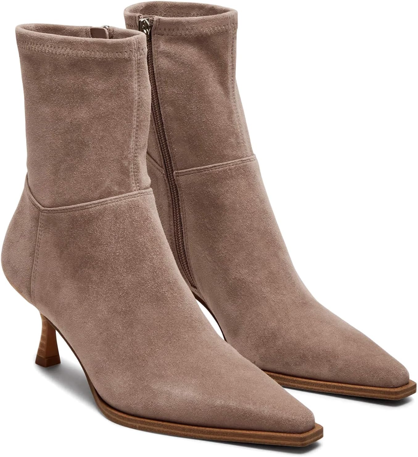 Coutgo Womens Kitten Low Heel Ankle Boots Pointed Toe Side Zipper Short Booties Fall Shoes - Image 4