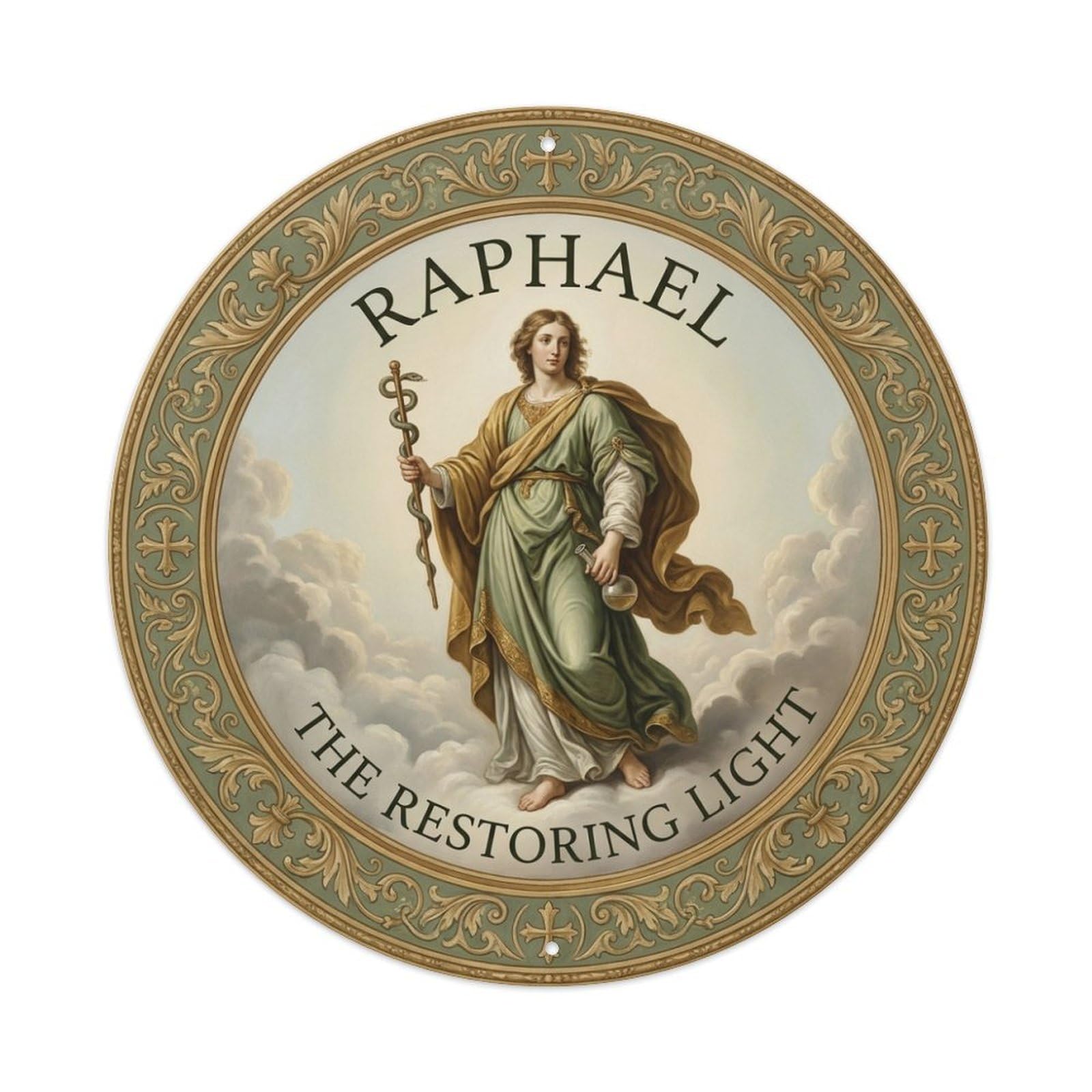 The Restoring Light Archangel Raphael Healing Metal Tin Sign