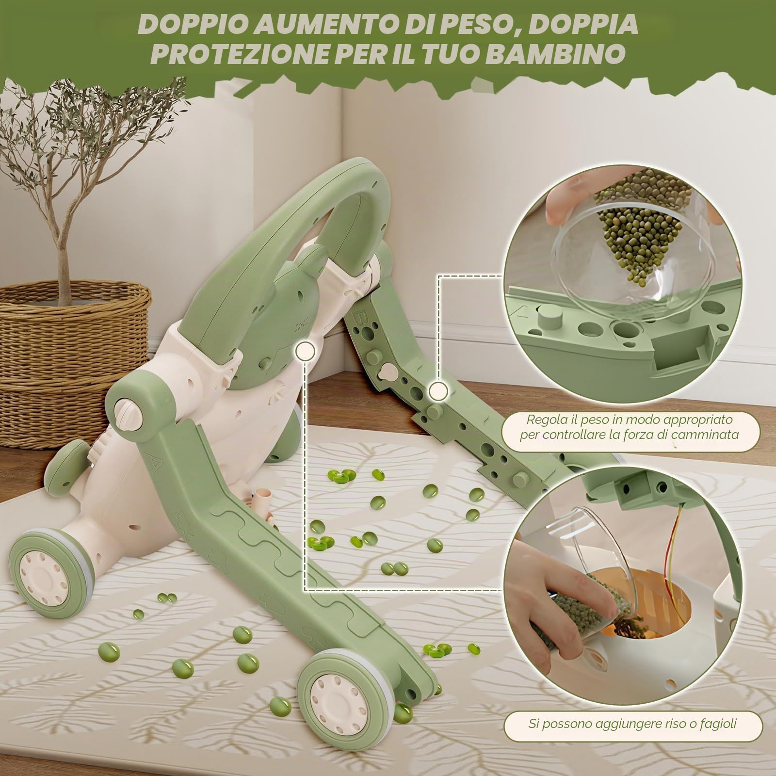 Primi Passi per Bambini 3 in 1,Girello Bambino,con Luci, Musica e Giocattoli, Velocità Regolabile Girello,Monopattino, Bicicletta Senza Pedali,Adatto a Bambini di età Superiore ai 6 Mesi