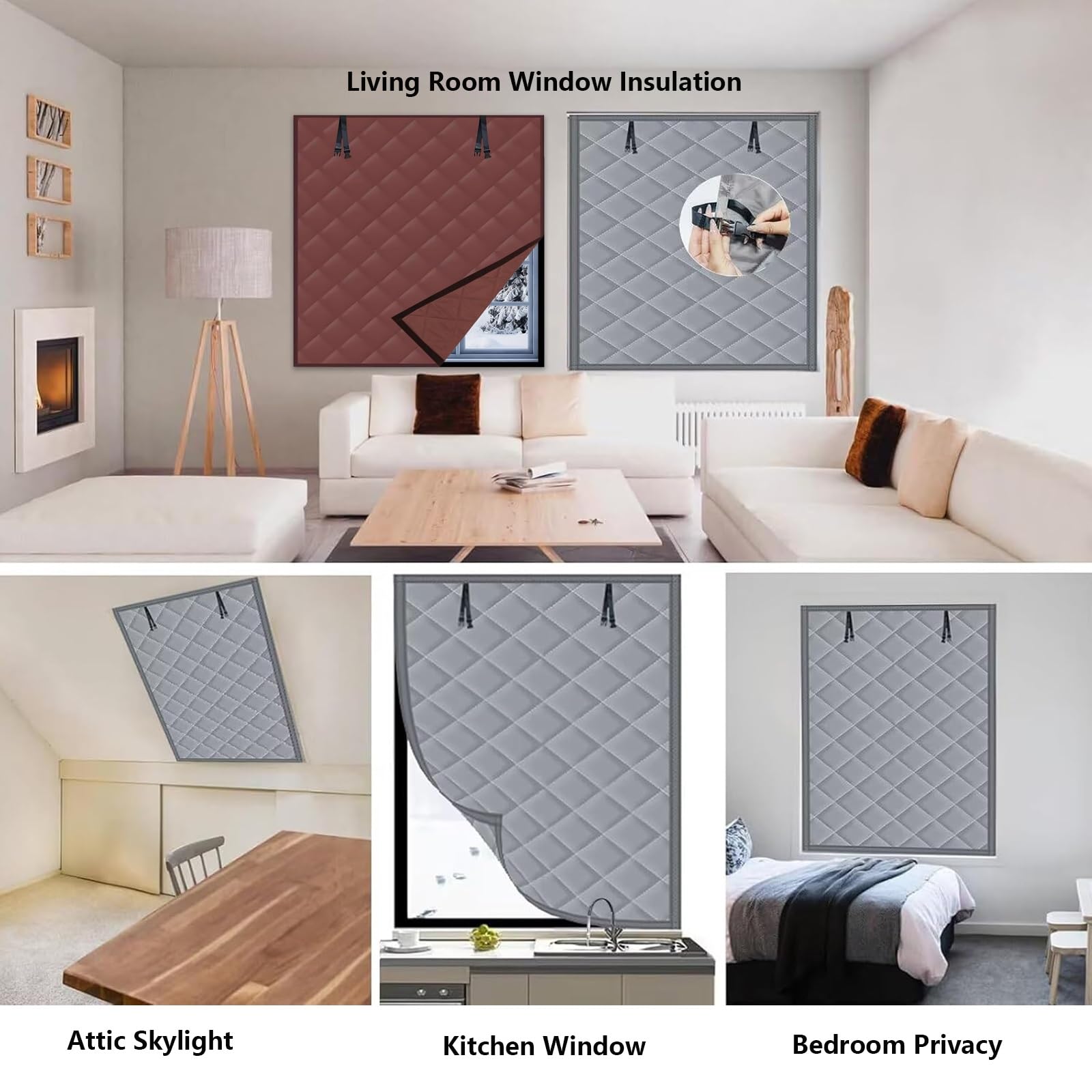Indoor Thermal Ilat ain Reu zestaw do okien na zimno i ciepło, 110 x 120 cm, czarny, idealny na zimę i lato, wiele (50 200 cm)