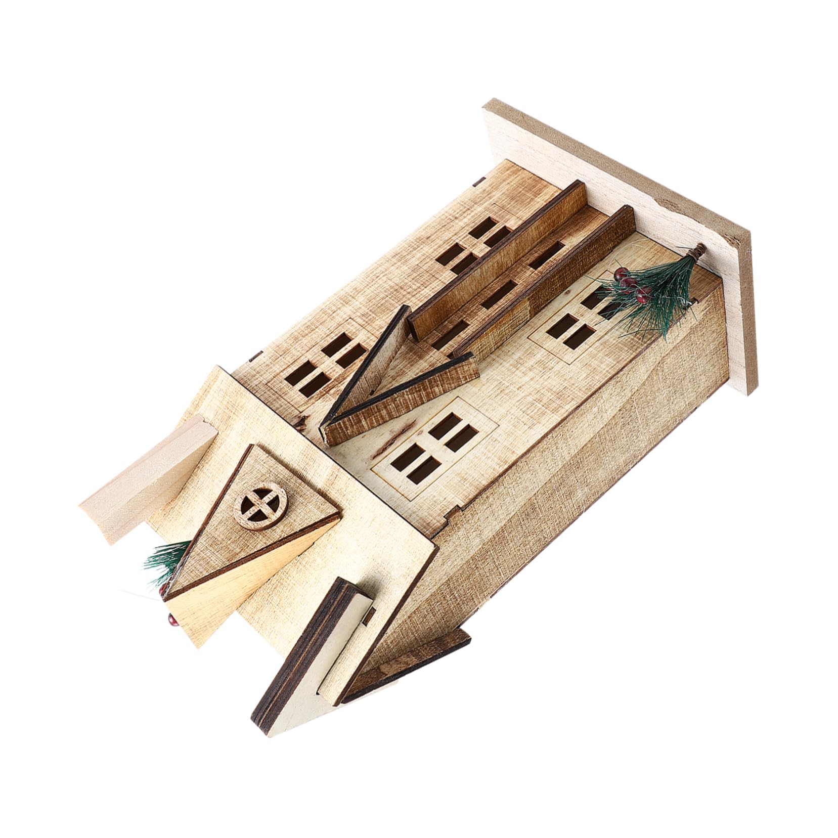 Homoyoyo 1pc Wooden House Decor Nordic Style Led Light Christmas Decoration for and Craftsmanship for Festive Atmosphere