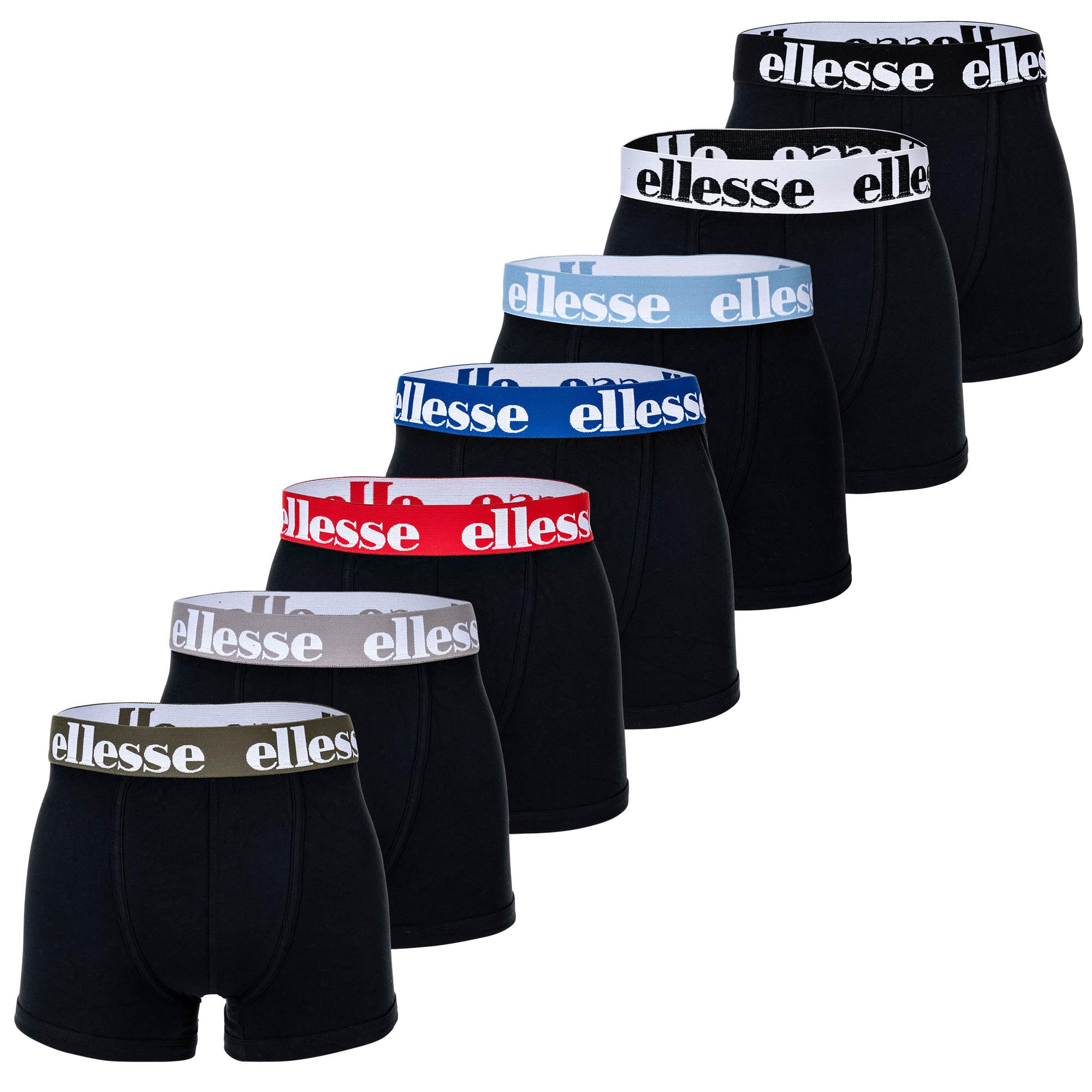 Ellesse Men's Boxer Shorts, Pack of 7 - Yema Boxer Shorts, Logo Waistband, Without Fly, Cotton Stretch, XL