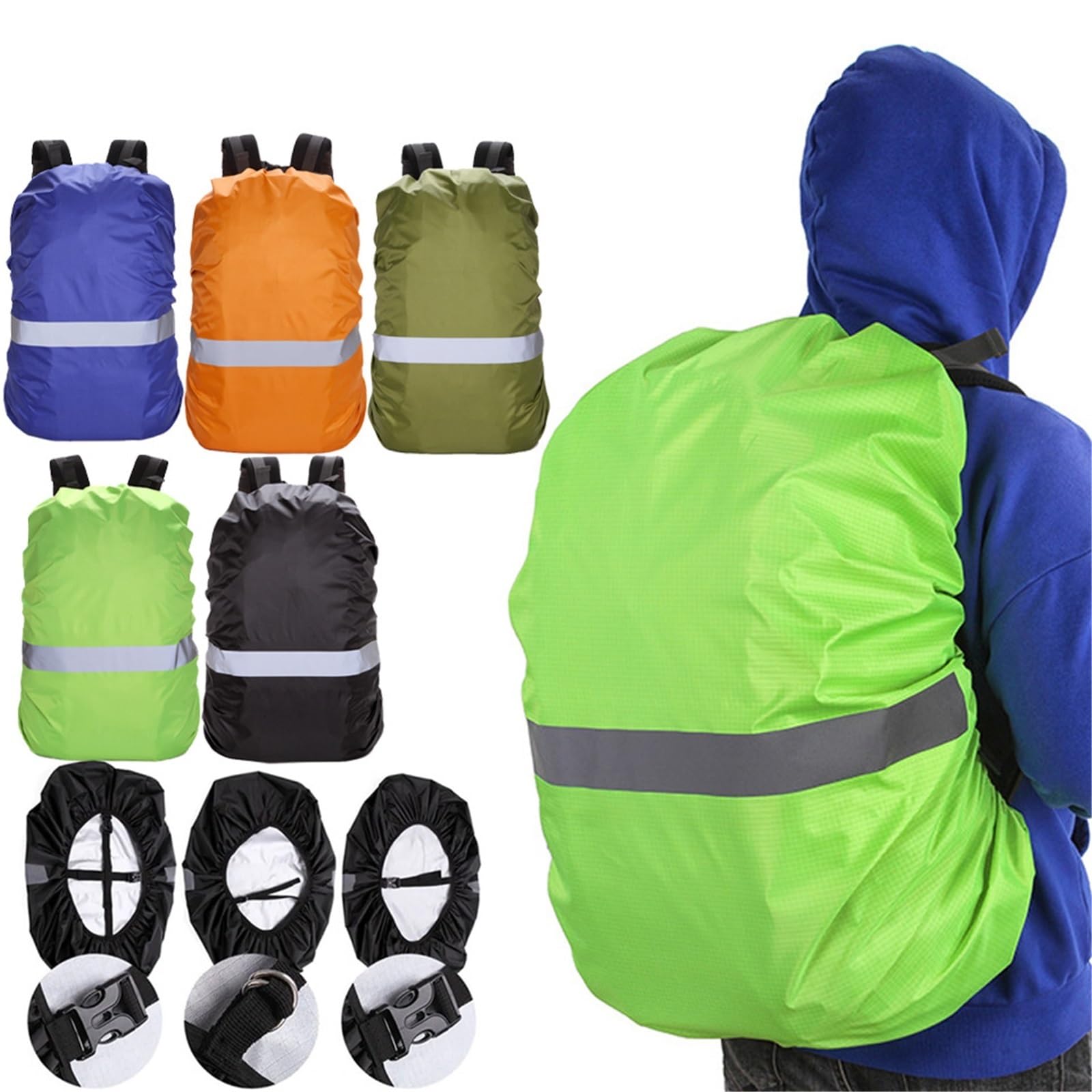 Coprizaino Impermeabile Reflective Rain Cover Backpack 20L 35L 45L 60L Waterproof Bag Outdoor Camping Hiking Climbing Dust Raincover