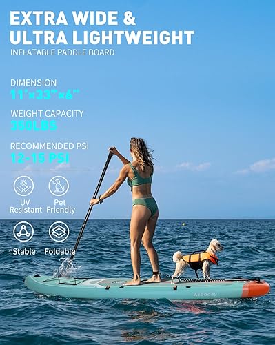 Miniatura 2 de Tabla de remo inflable, tabla de remo extra ancha con asiento de kayak, tablas de remo inflables de 11 pies para adultos con soporte de cámara,