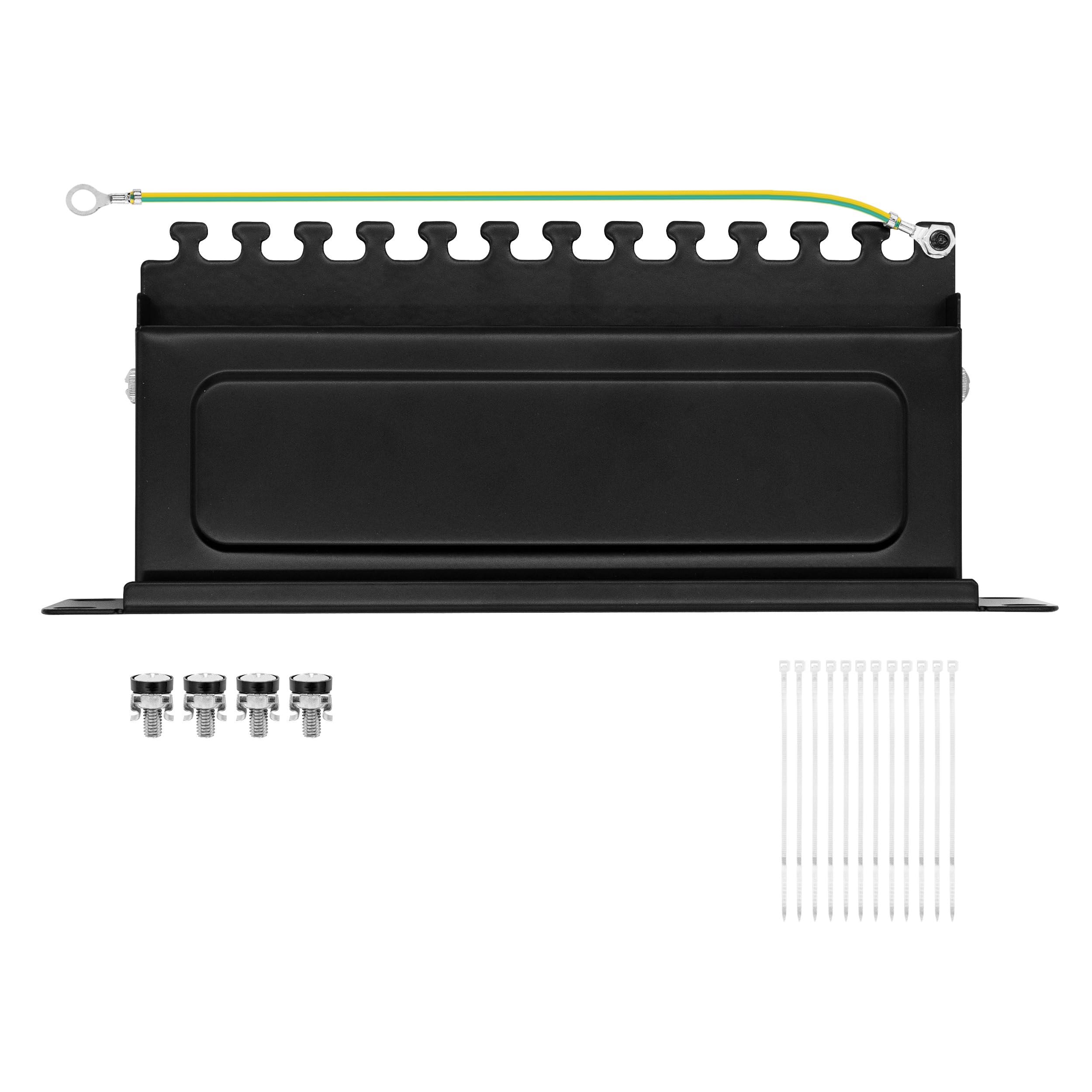 Patchpanel 10 Zoll 12 Port Cat.6 RJ45 geschirmt 1HE schwarz | Verteilerfeld, Rackeinbau, Für cat5e, cat6, cat6a, cat7, cat8, Module