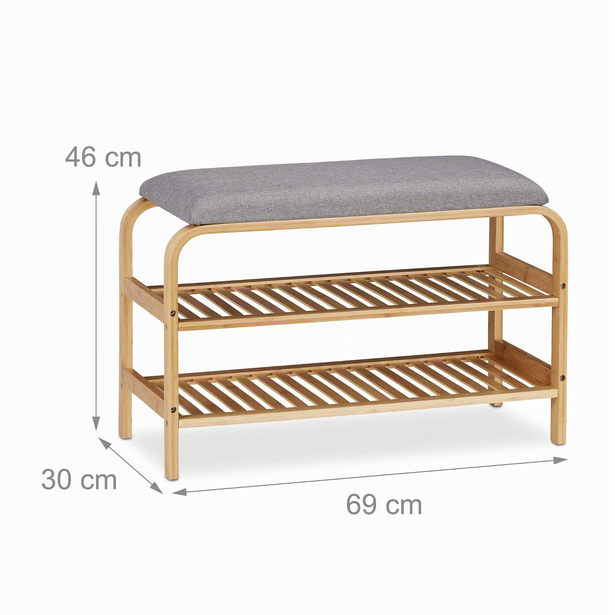 Relaxdays Scarpiera da Ingresso, con Panca Imbottita, 6 Paia, Guardaroba, Camera, Porta Scarpe, 46x69x30 cm, naturale