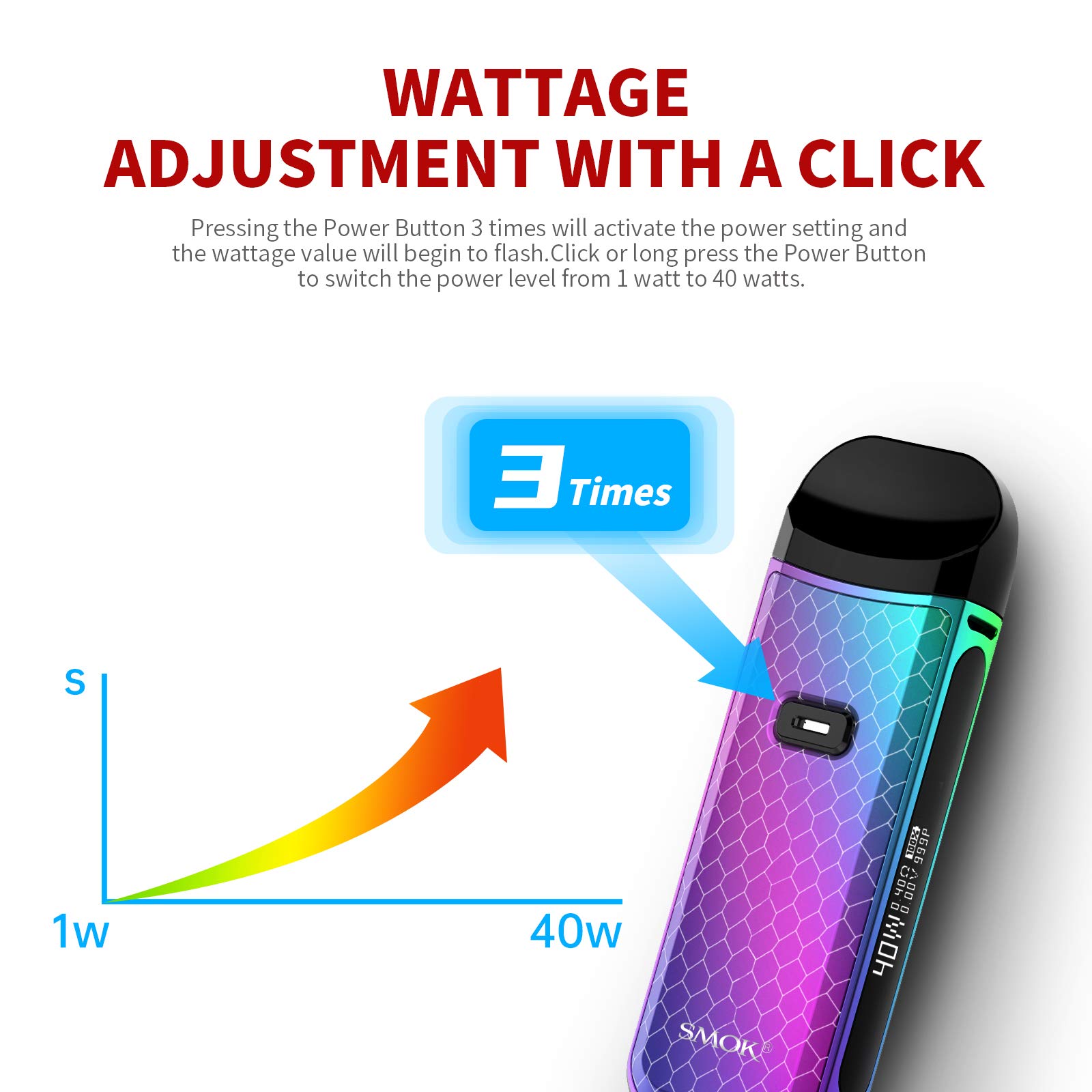 smok nord 2 how to change wattage A Quick Guide to Using the SMOK Nord 2 40W Pod System